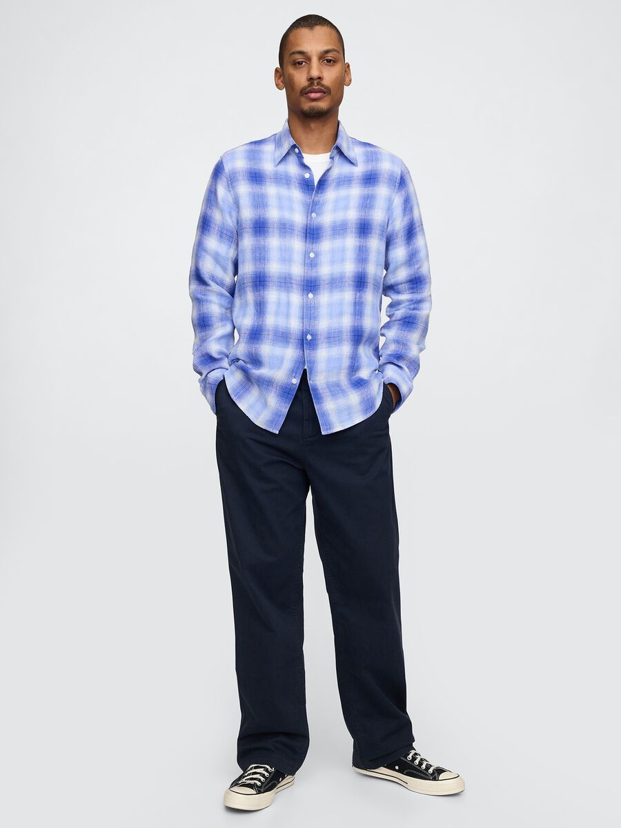 Camicia a quadri blu sfumata Uomo_1