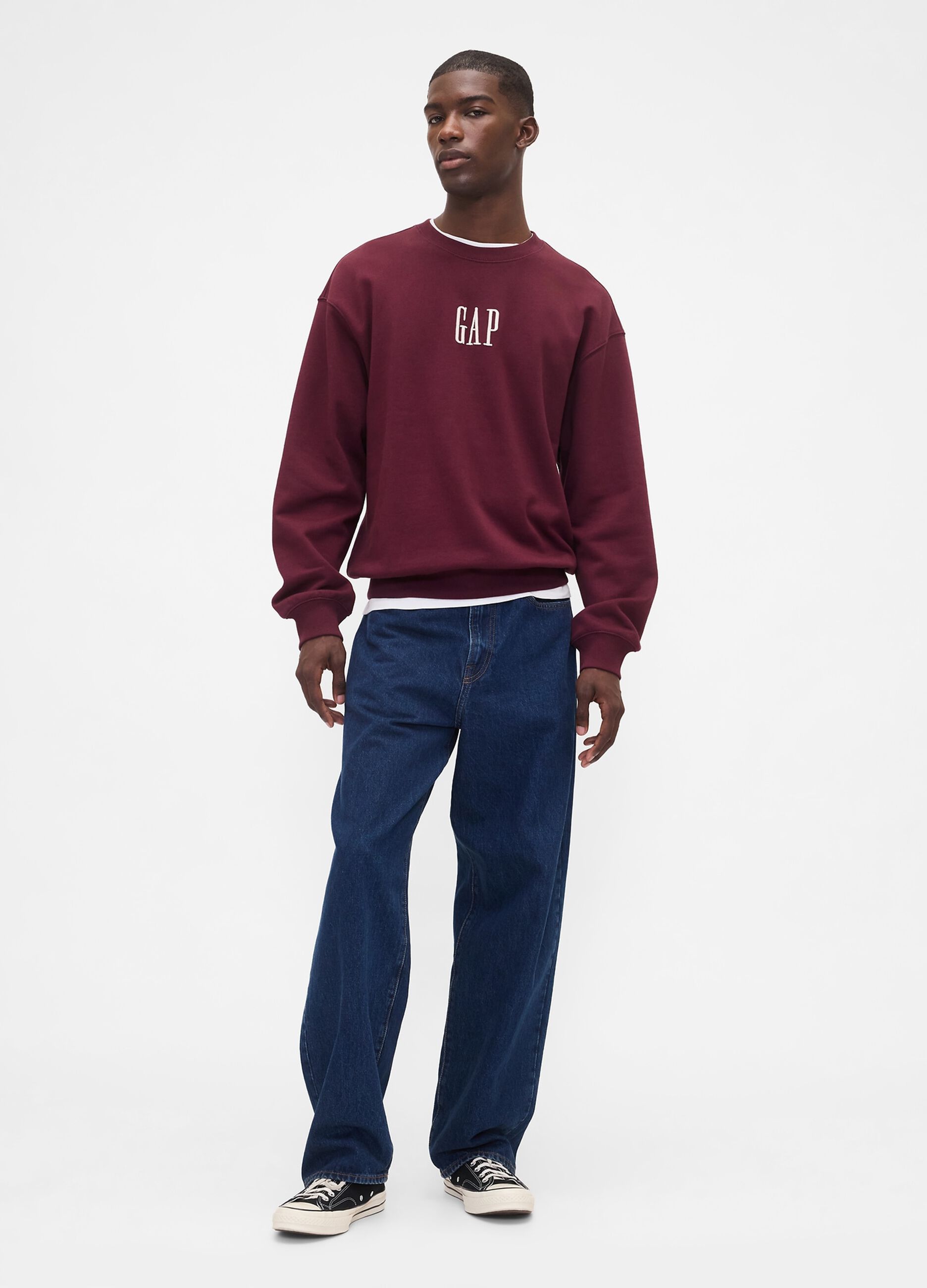 Felpa bordeaux girocollo