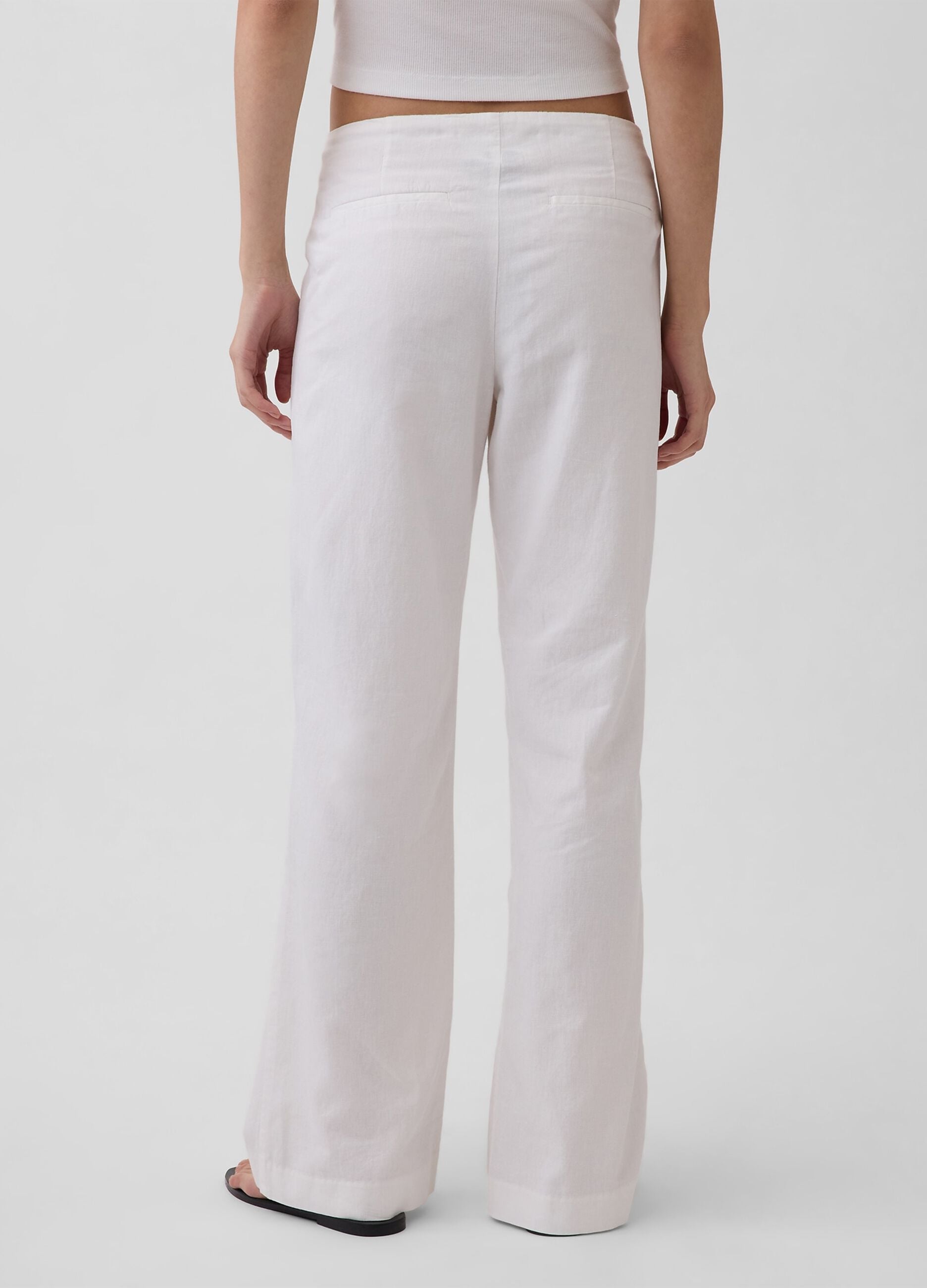 Pantaloni wide leg in misto lino