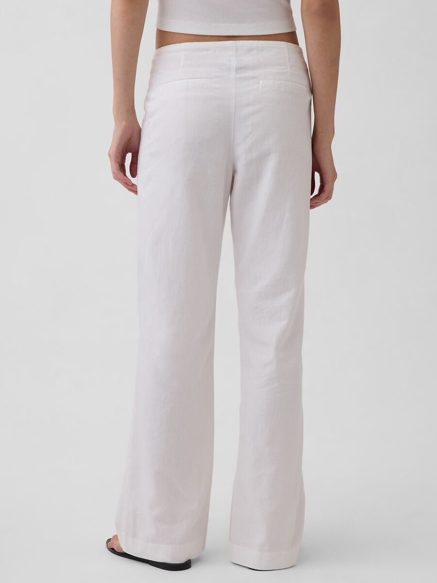 Pantaloni wide leg in misto lino Donna_2