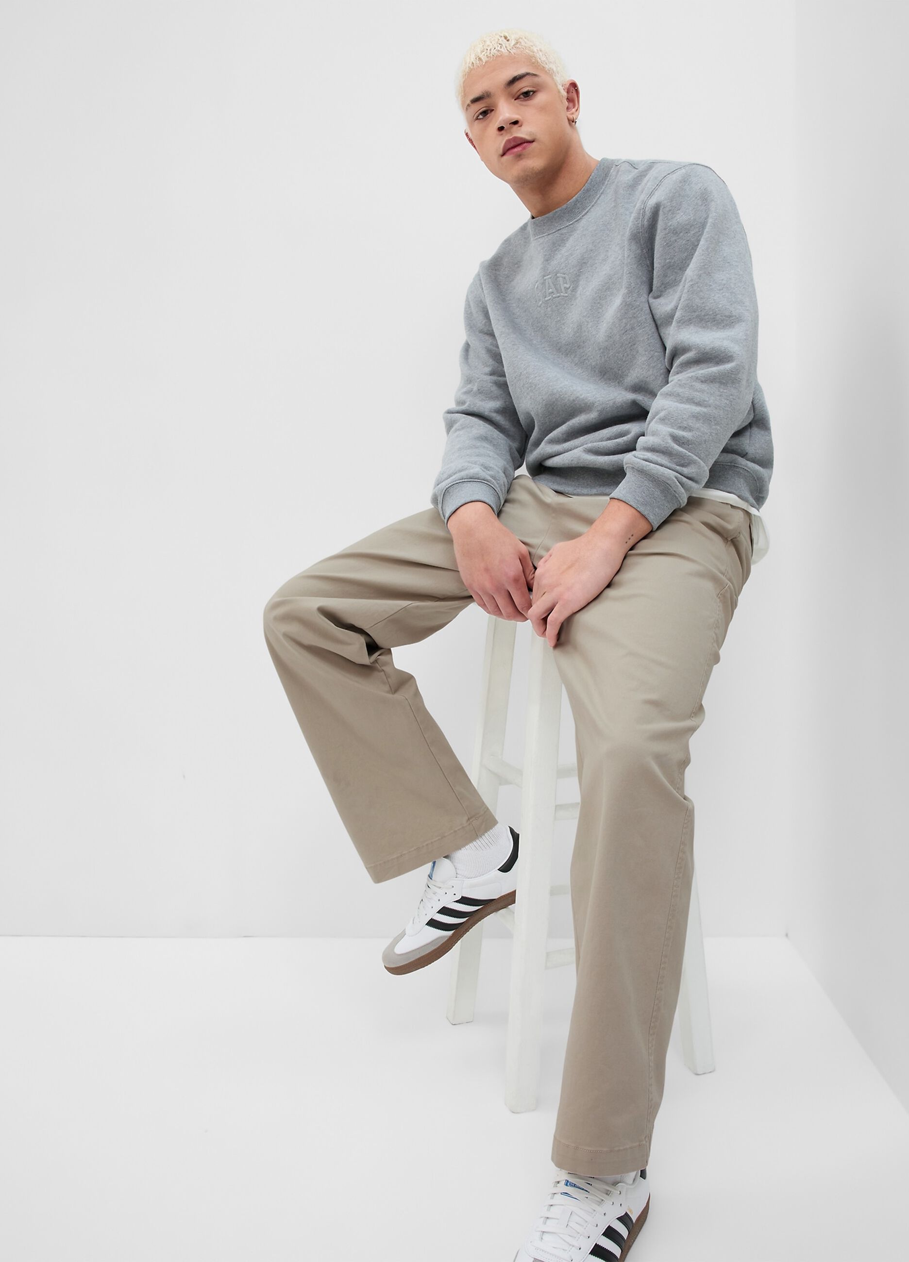 Pantaloni loose fit in cotone stretch Grigio GAP Italia