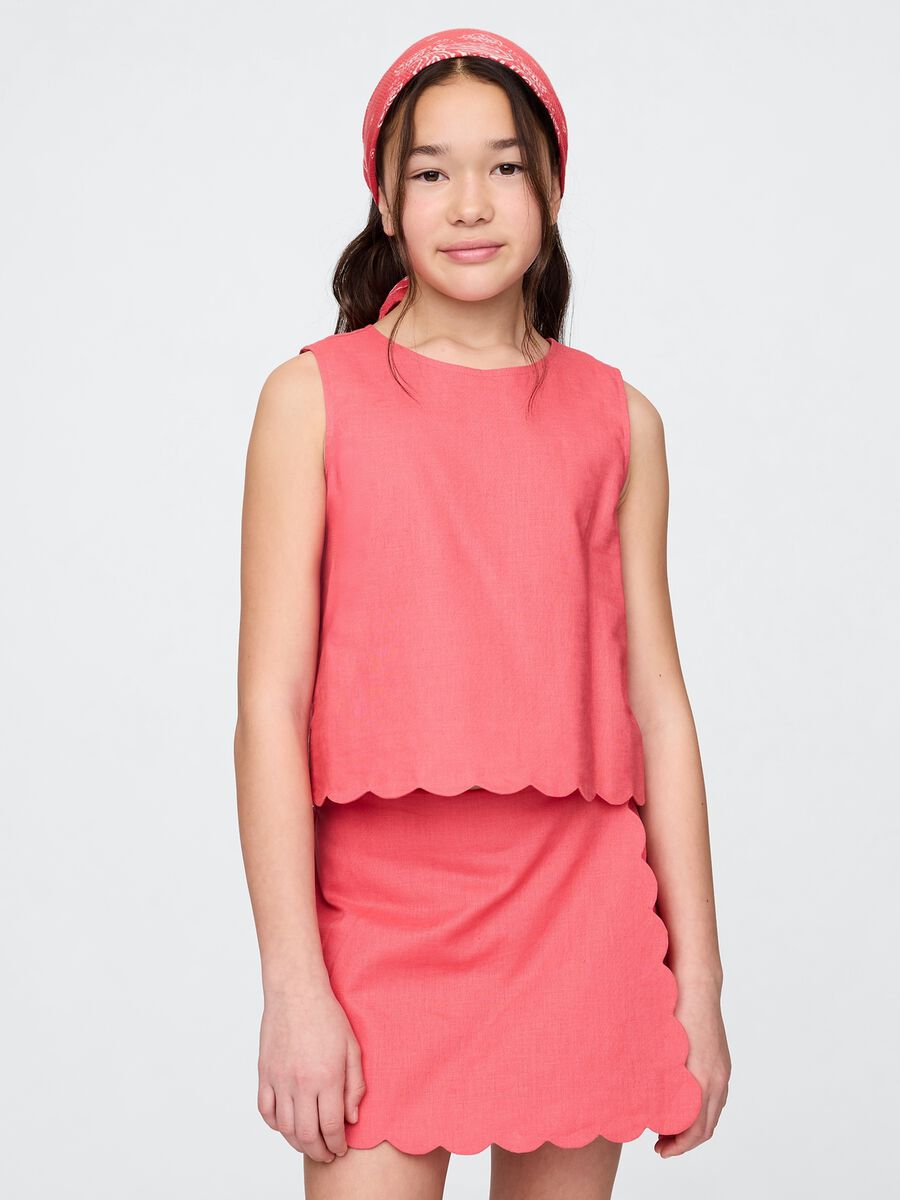 Top senza maniche rosa con bordo smerlato Girl_0