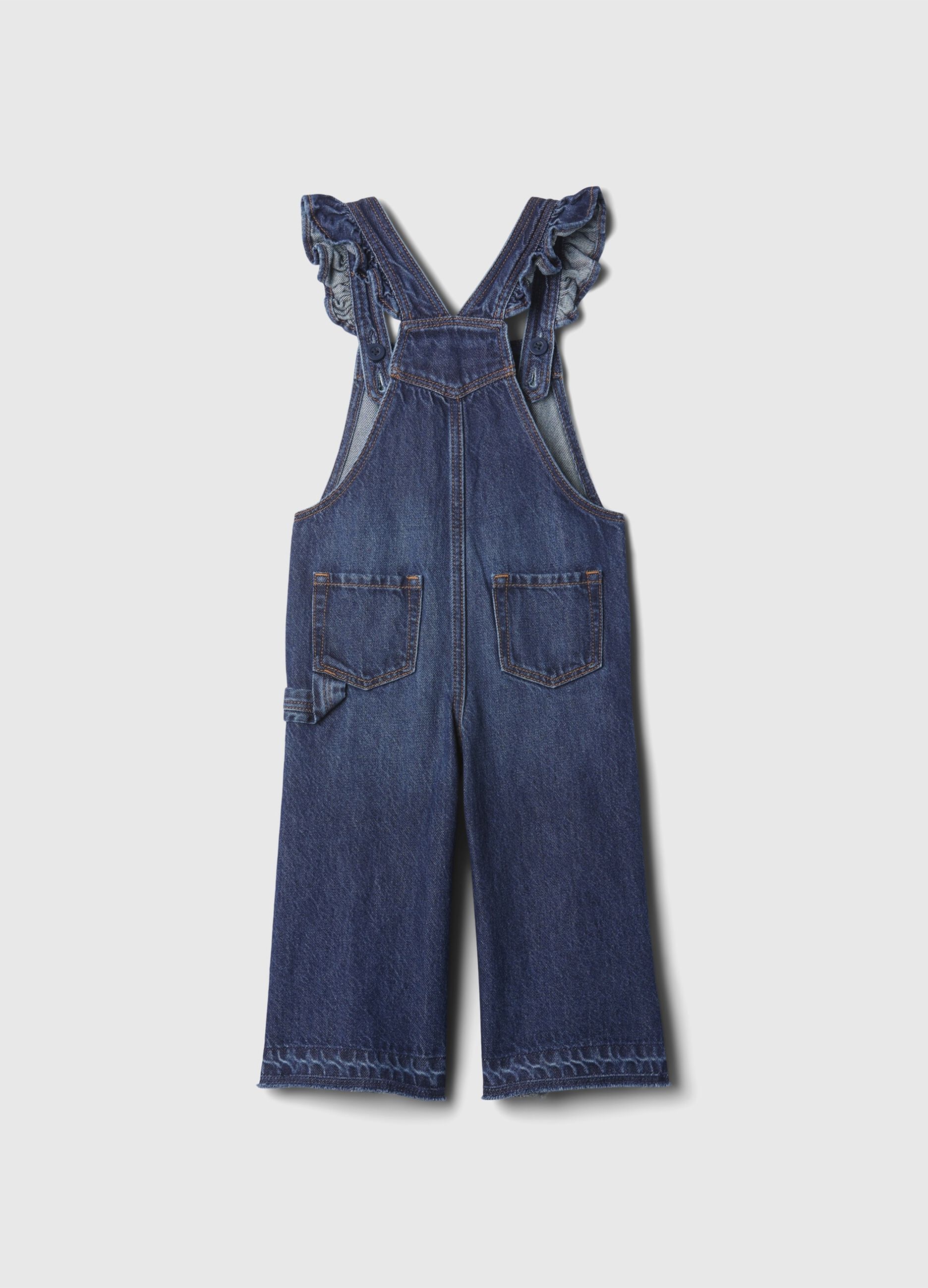 Salopette in denim a gamba larga_1