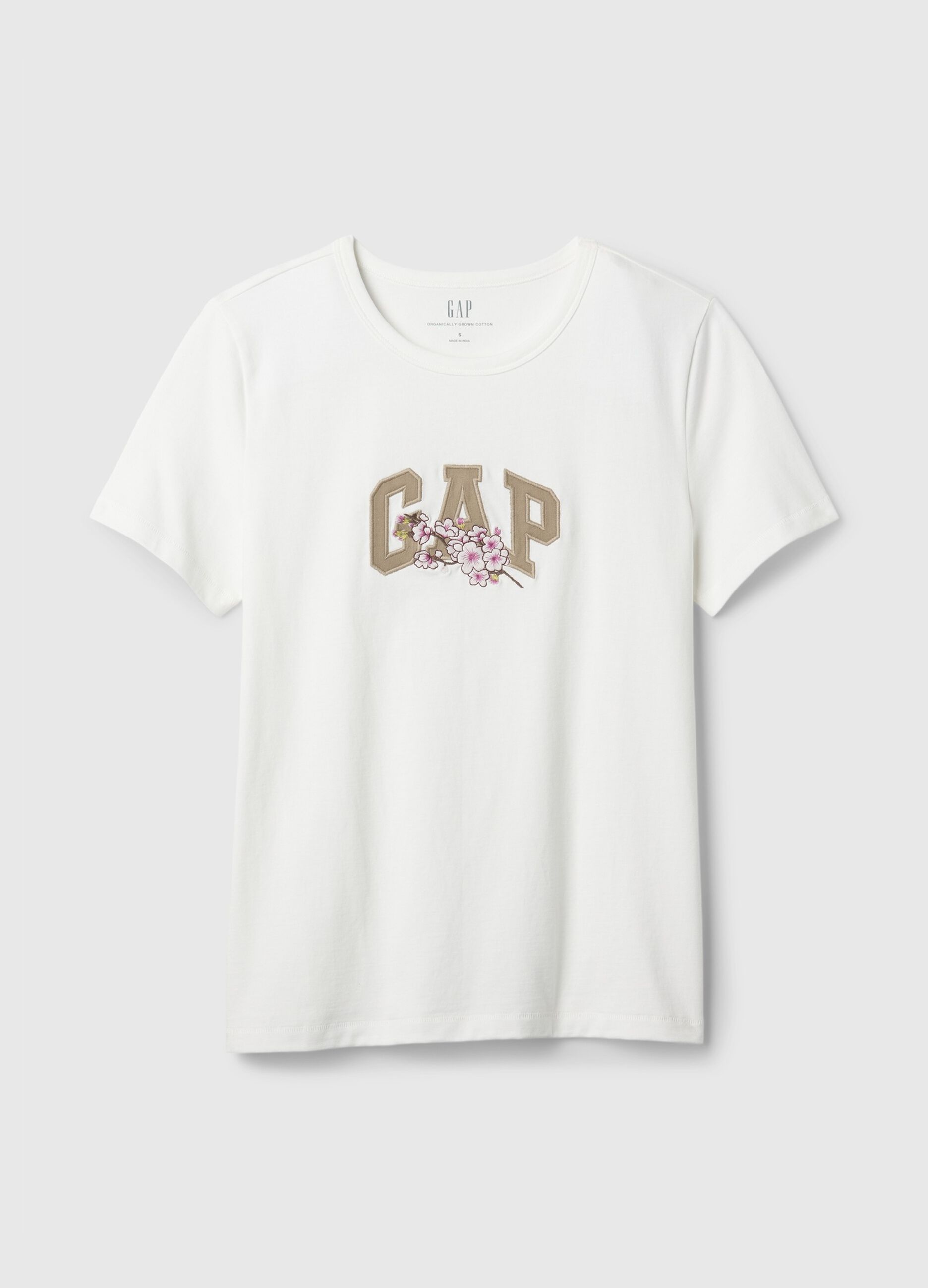 T-shirt with logo embroidery with cherry blossom_2