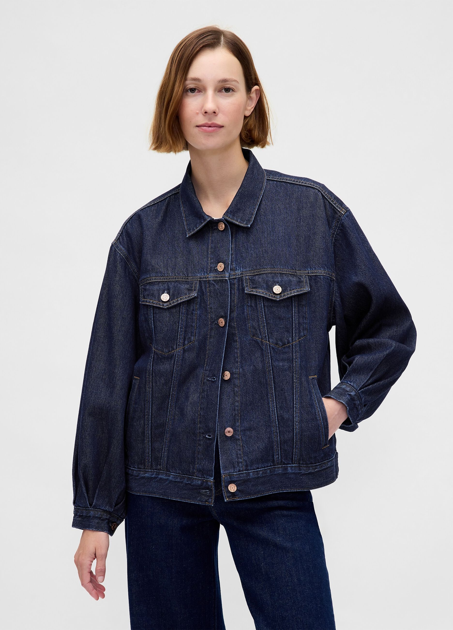 Giacca denim blu in cotone e Lyocell