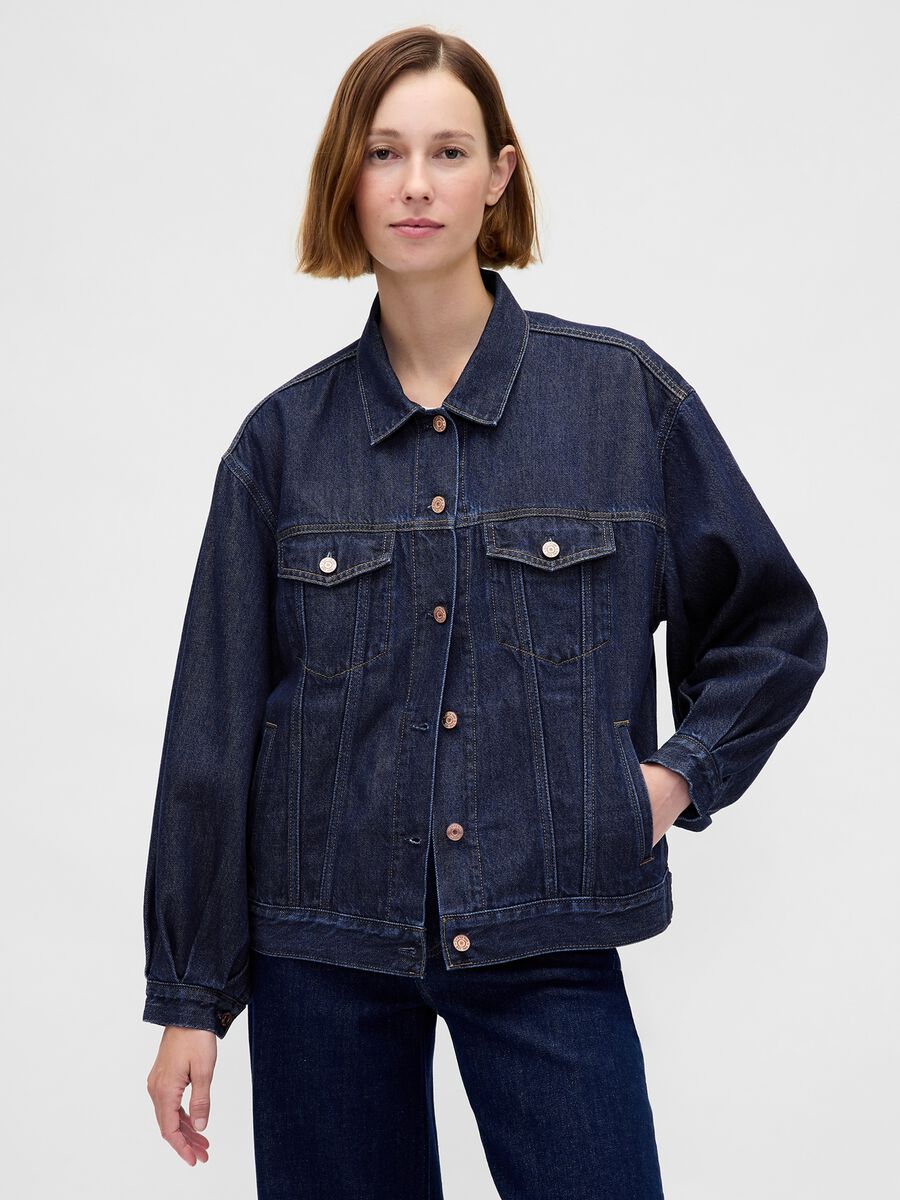 Giacca denim blu in cotone e Lyocell Donna_0