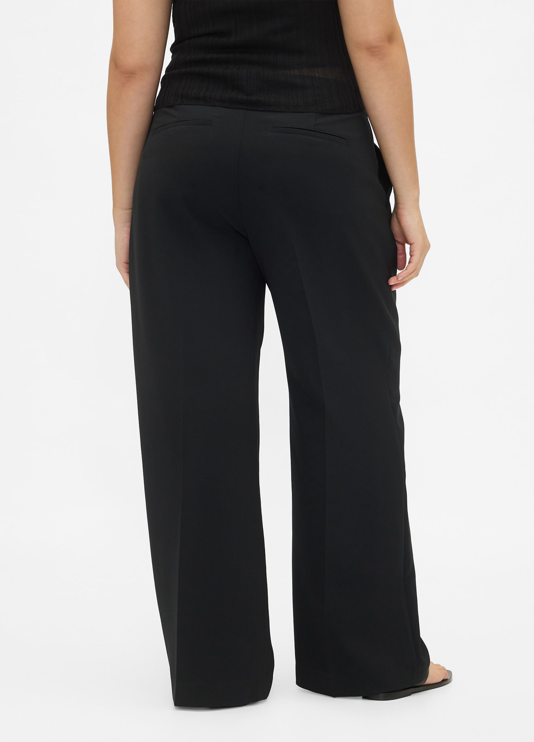 Black Stretch Wide-Leg Trousers