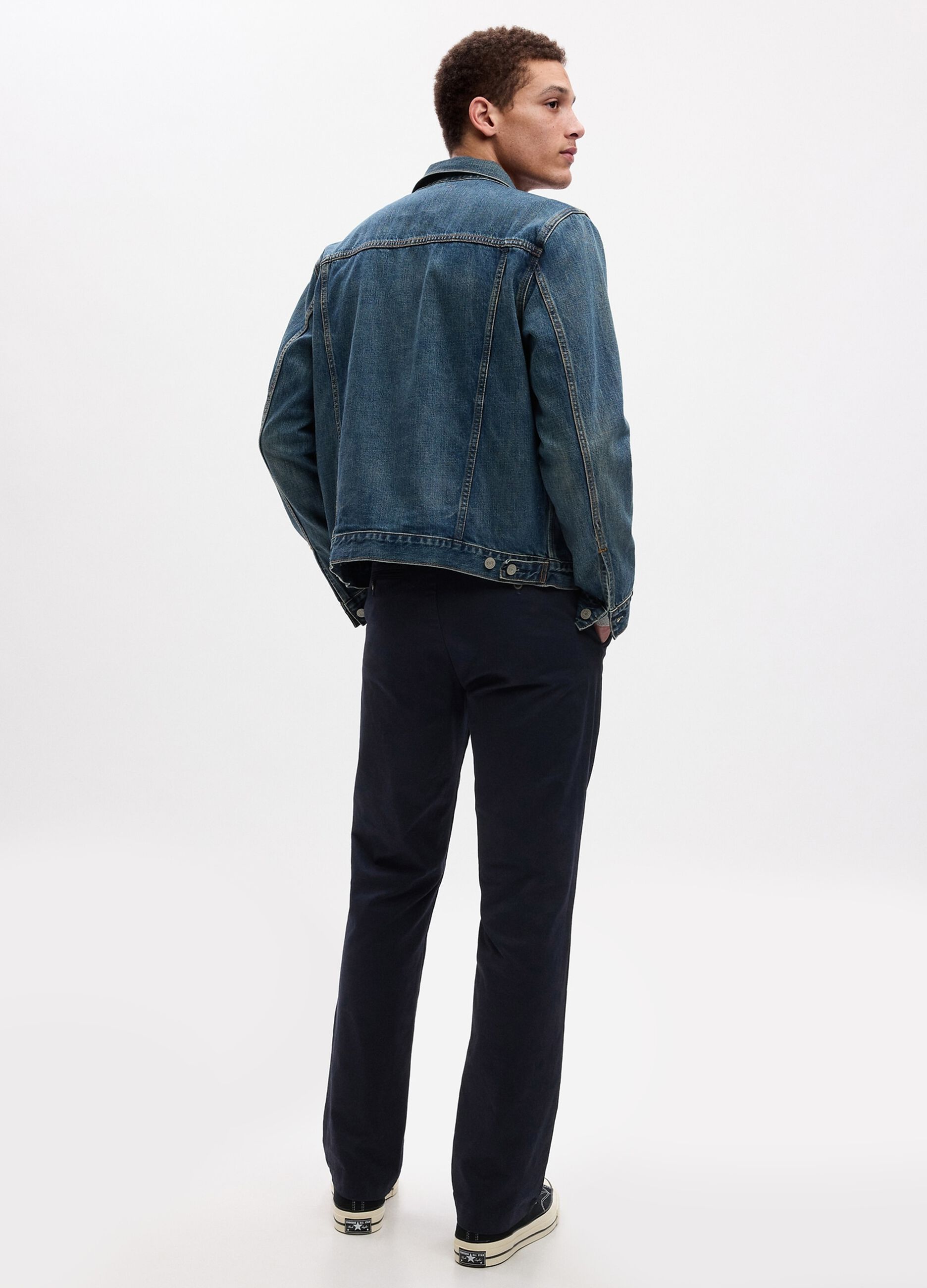 Pantaloni straight fit in cotone stretch_2