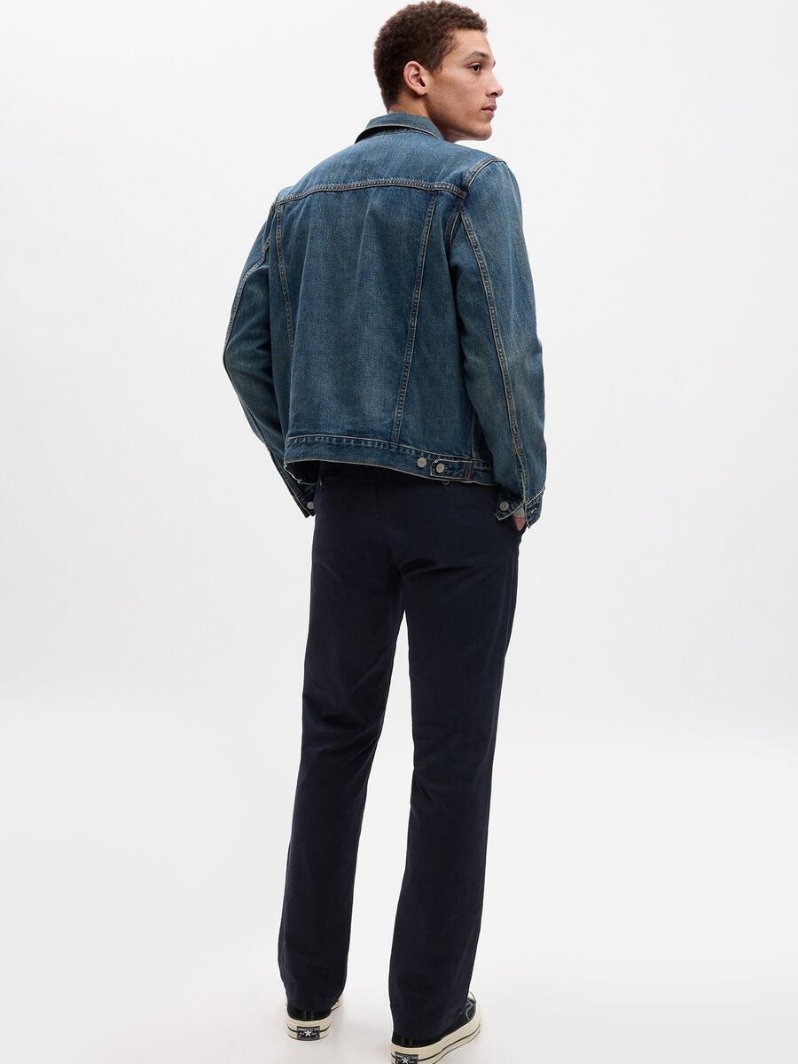 Pantaloni straight fit in cotone stretch Uomo_2