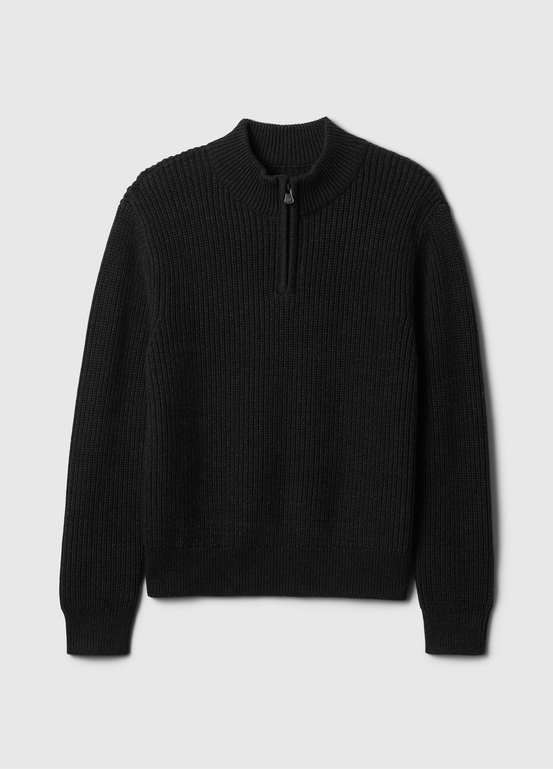 Pullover mock neck con mezza zip_3