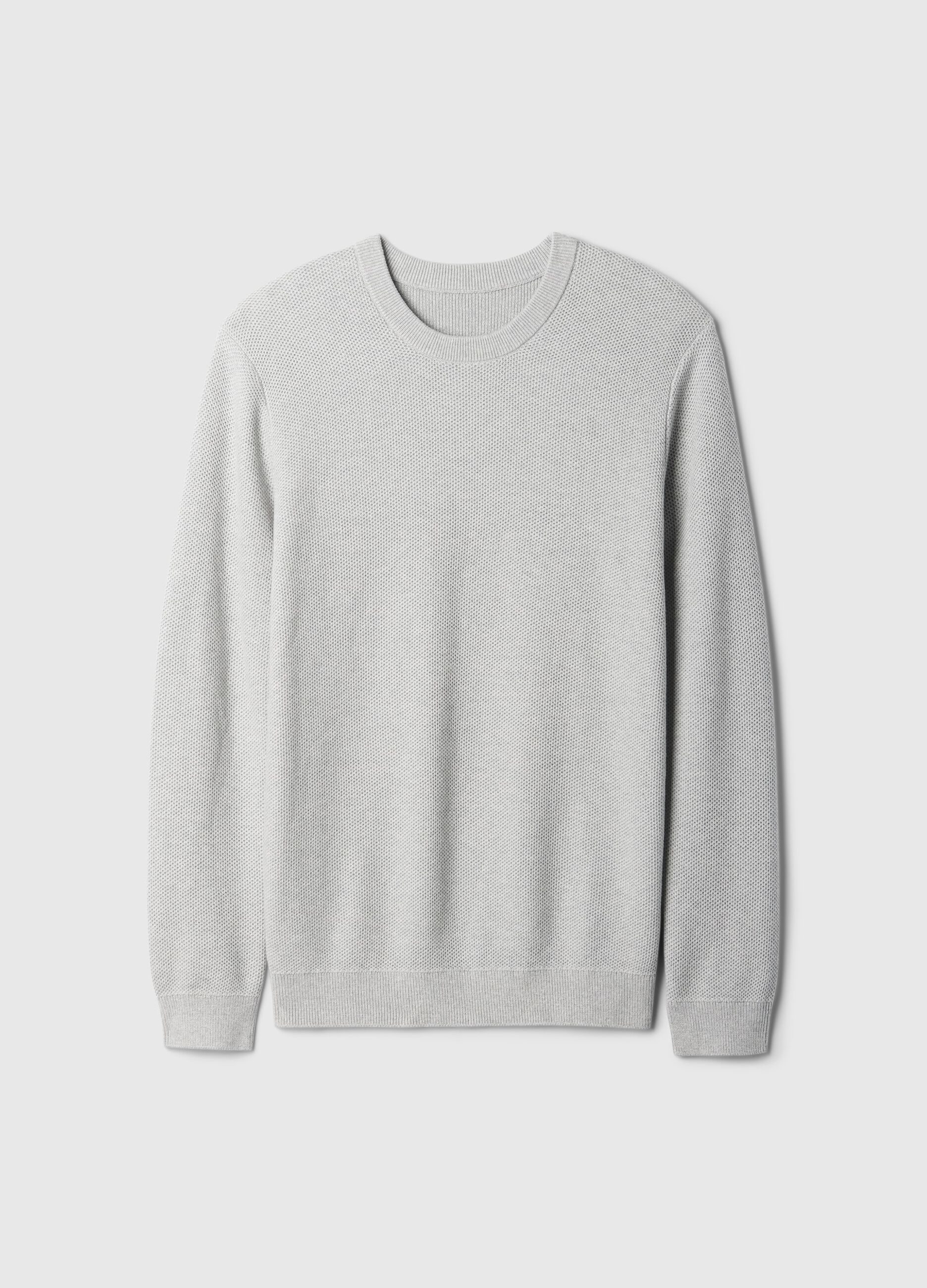 Pullover in cotone con trama a nido d'ape_4