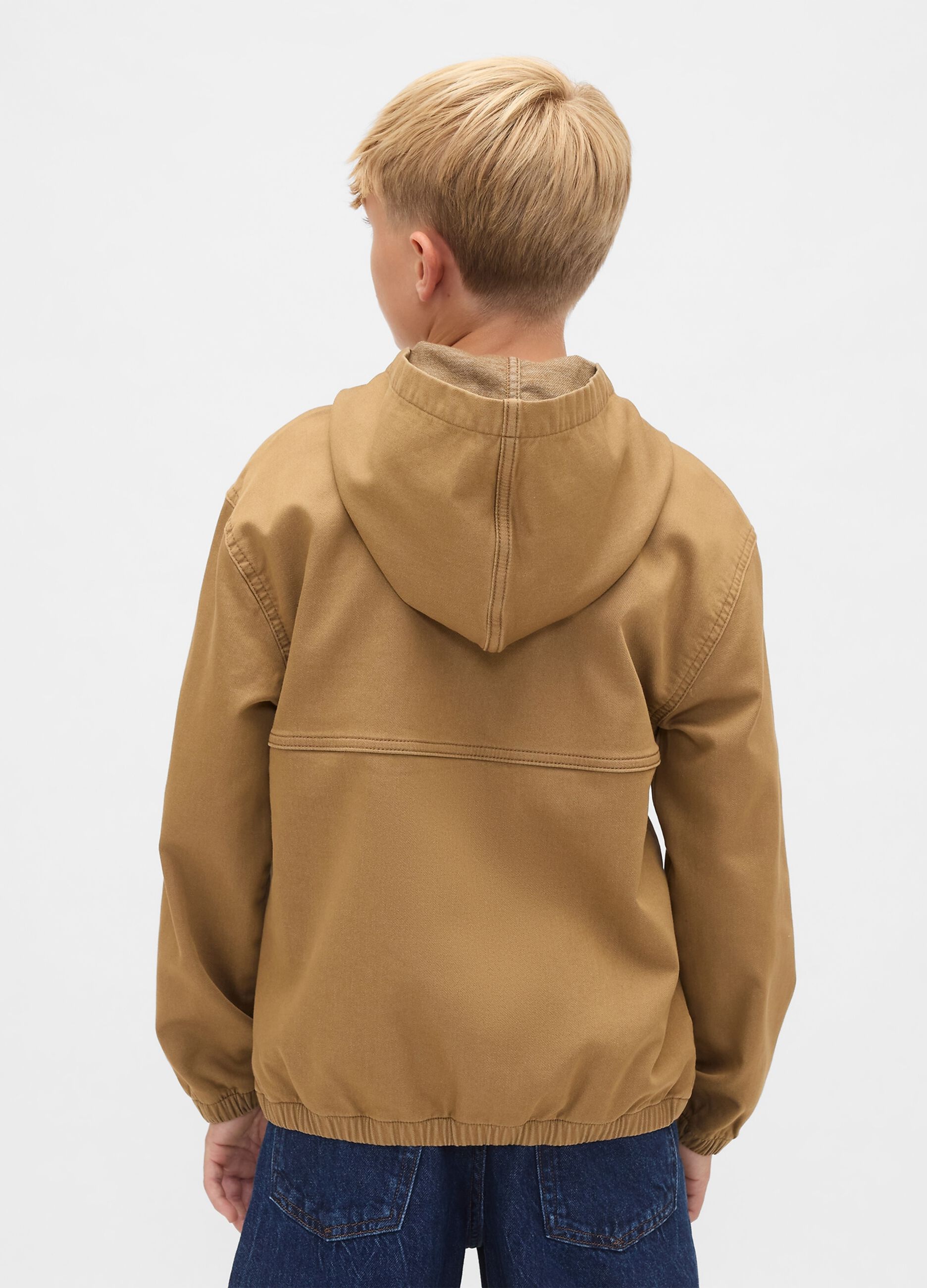 Brown Hooded Cotton Blend Jacket_1