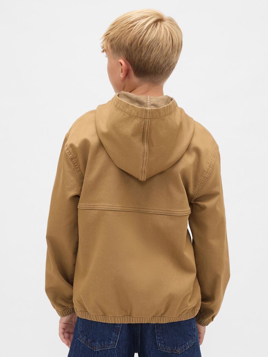 Brown Hooded Cotton Blend Jacket Boy_1