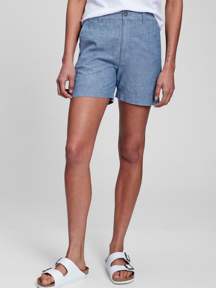 Chino shorts in chambray cotton Woman_0