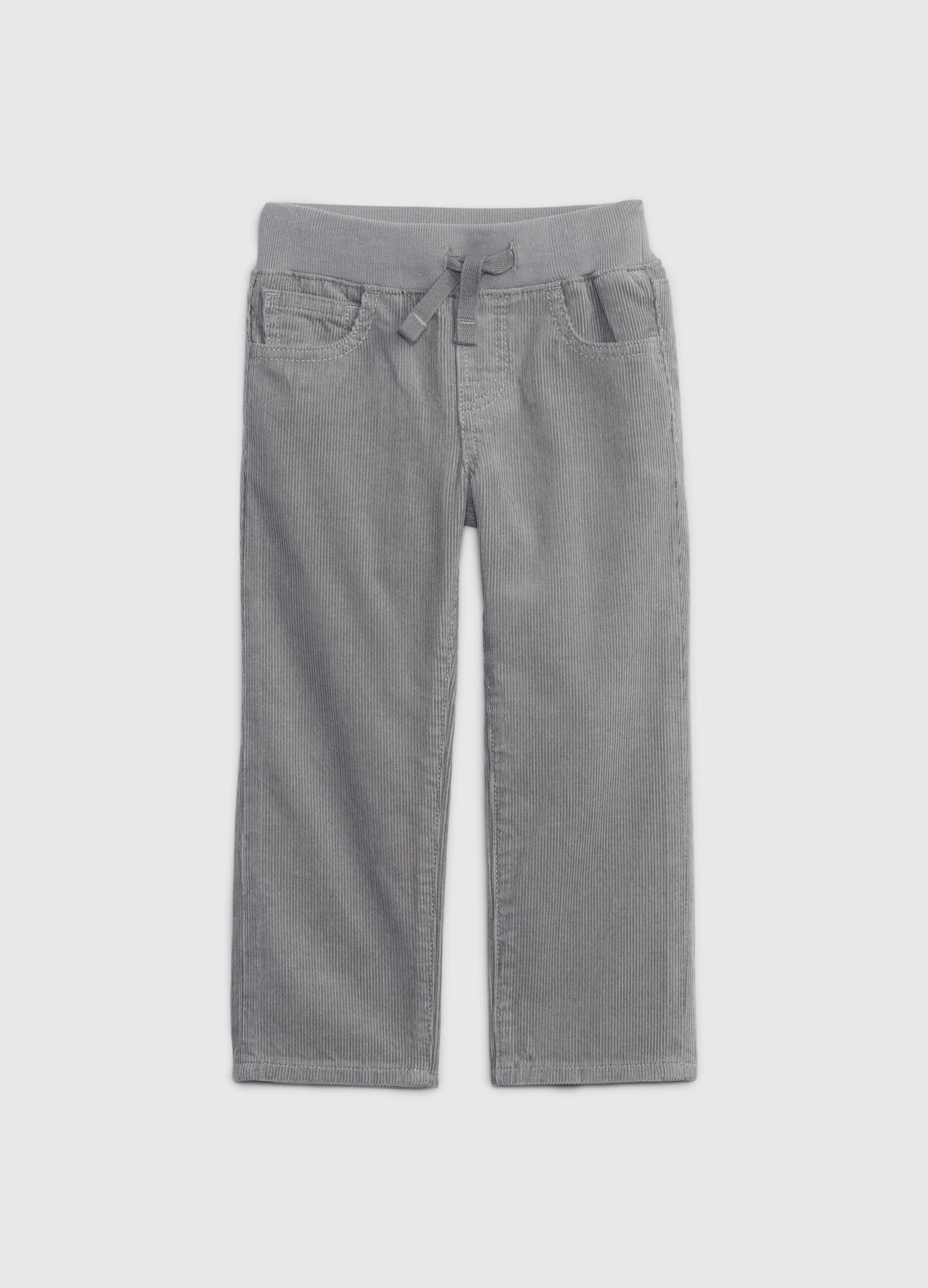 Corduroy trousers with drawstring