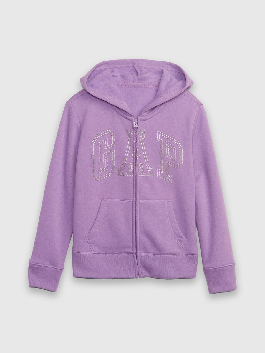 Full-zip hoodie with logo print Girl_0