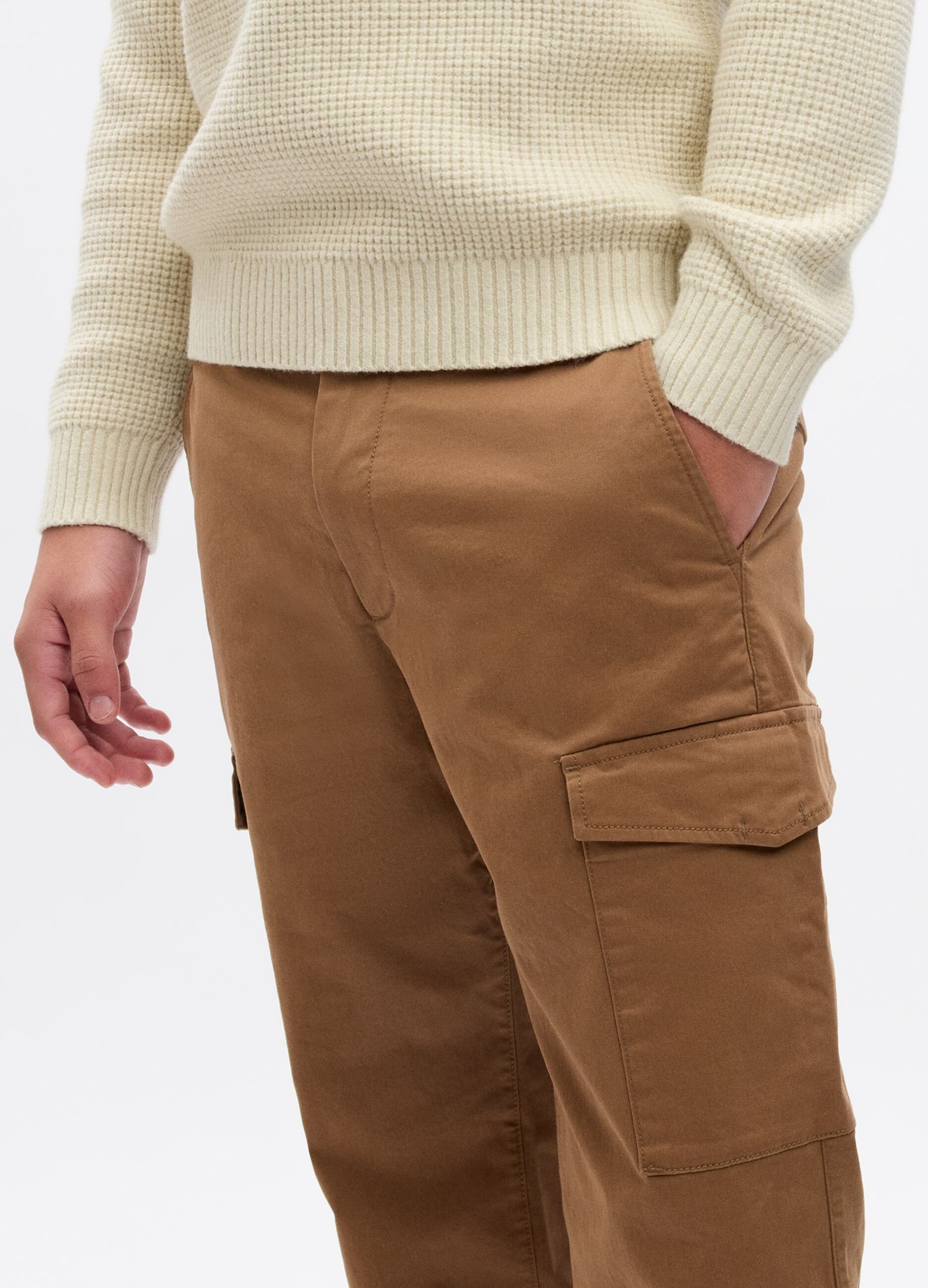 Slim-fit cargo trousers in stretch cotton_2