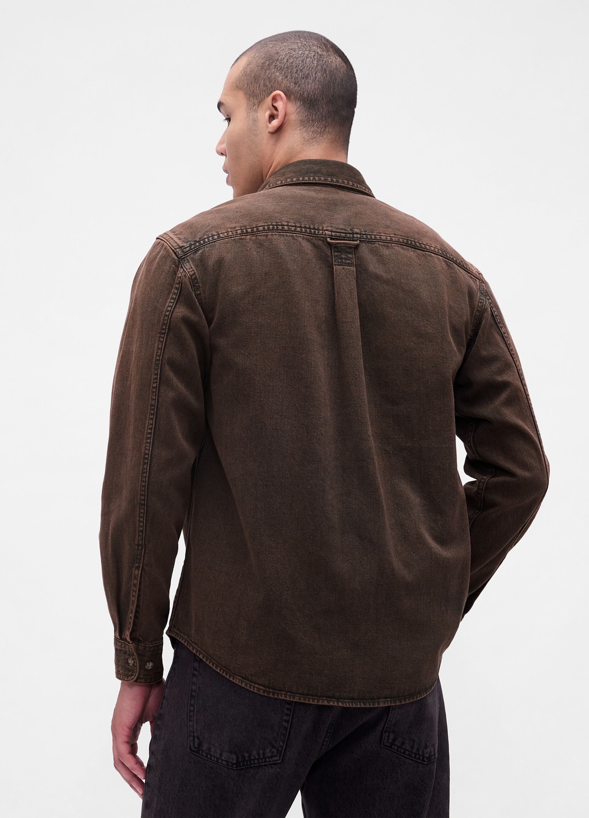 Brown long sleeve cotton shirt