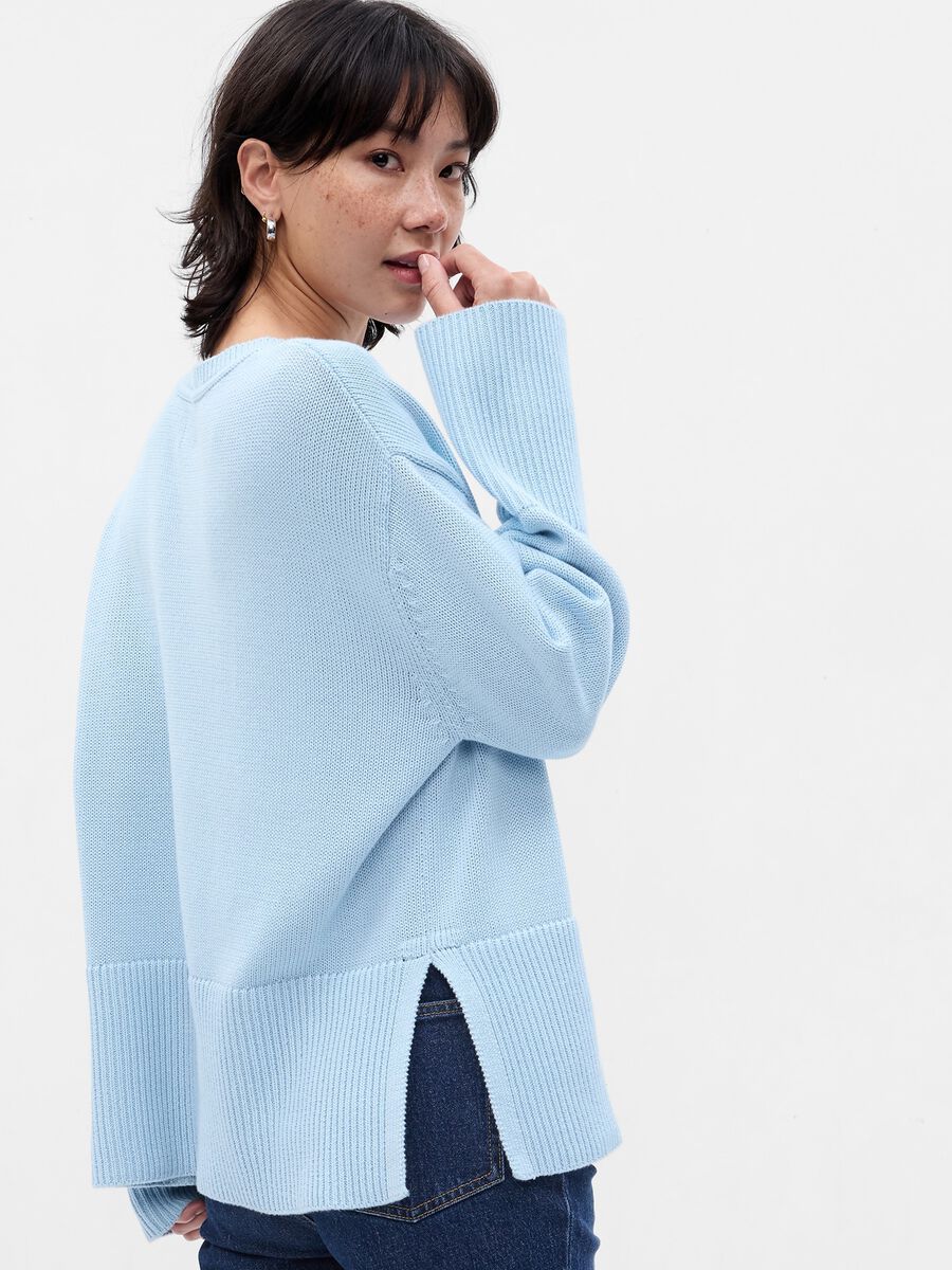 Oversized pullover in cotton with slits Woman_1