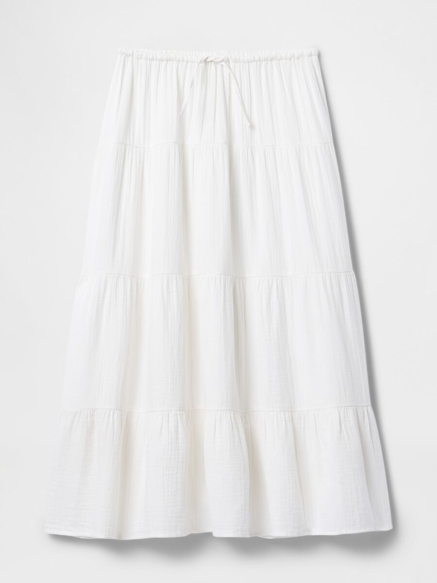 Completo bianco con top e gonna lunga a balze Donna_4