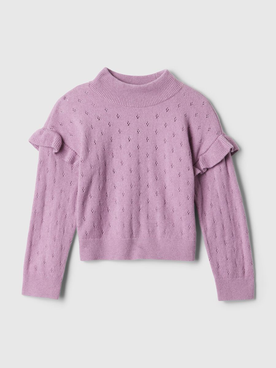 Pointelle pullover with mock neck with frills Baby Girl_0