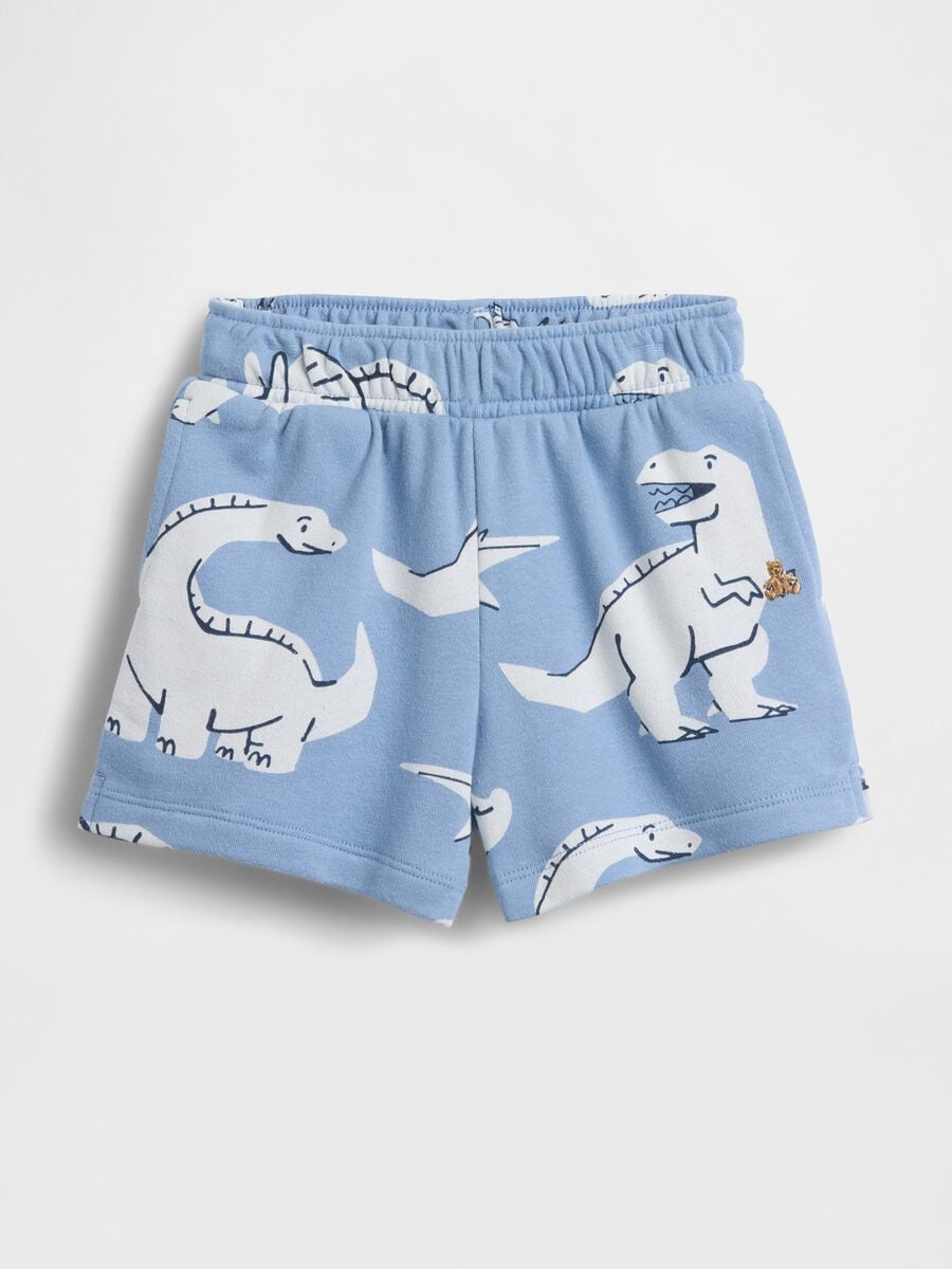 Shorts in misto cotone con stampa dinosauri Bimbo_0