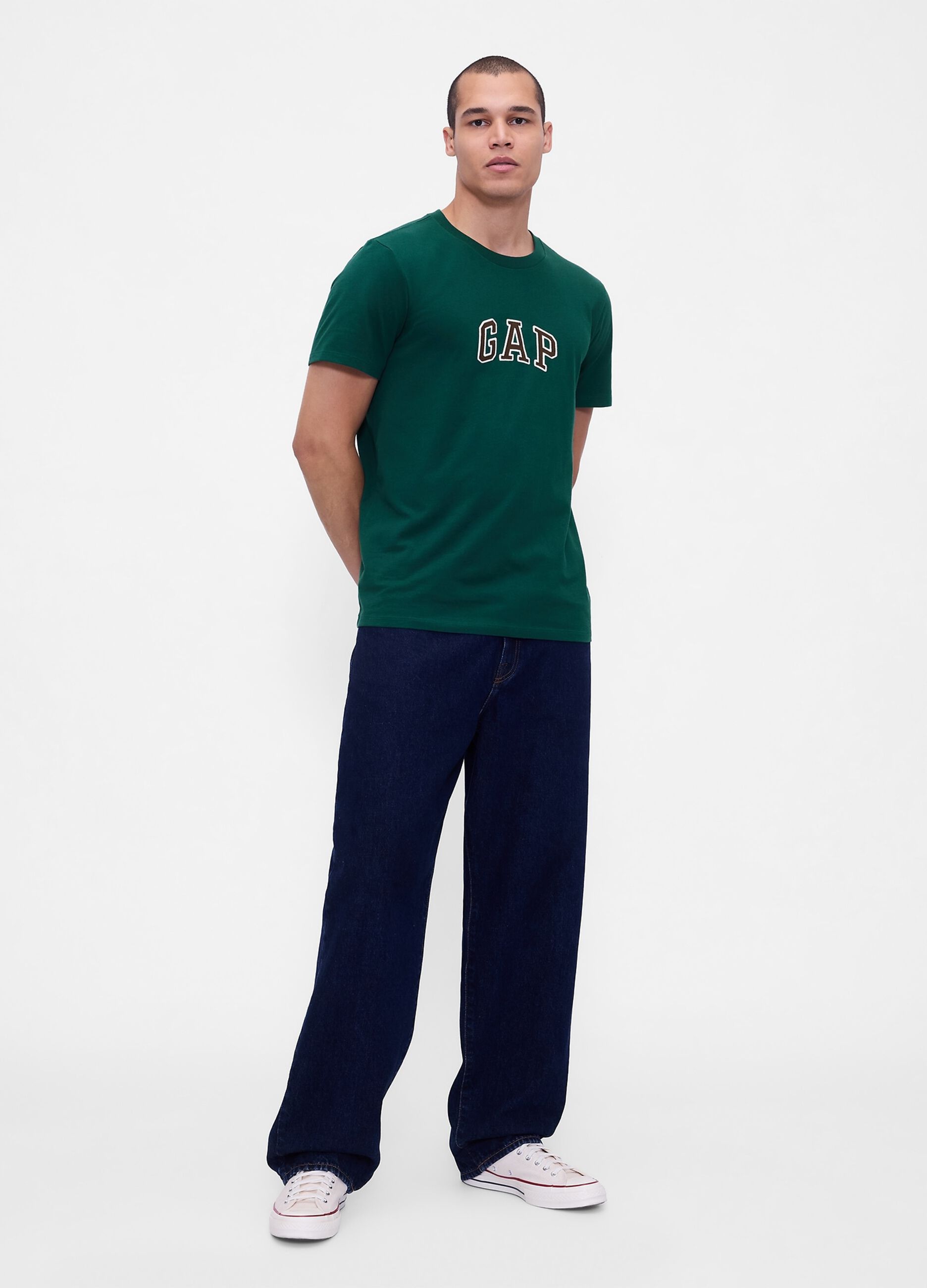 T-shirt verde a maniche corte in cotone_2