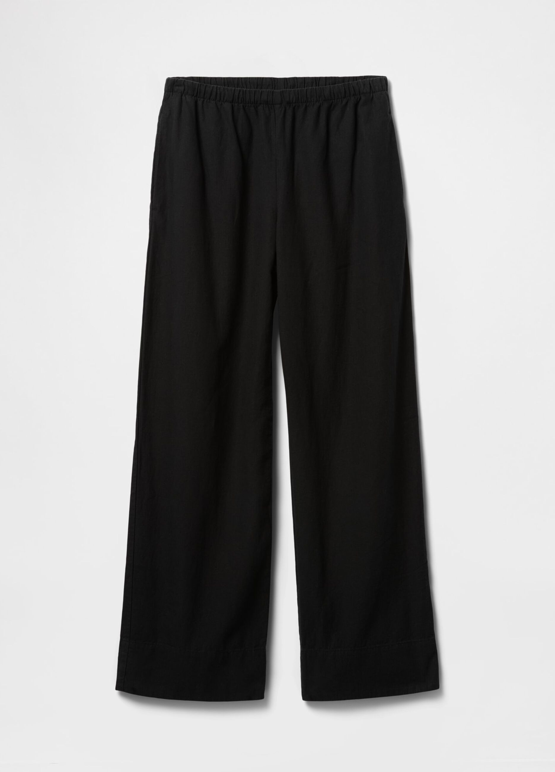 Pantaloni larghi neri in misto lino e viscosa Gap_6