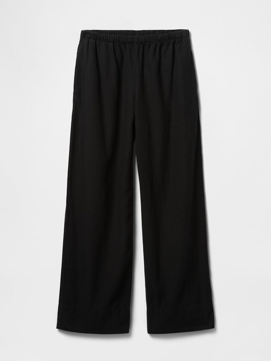 Pantaloni larghi neri in misto lino e viscosa Gap Donna_6