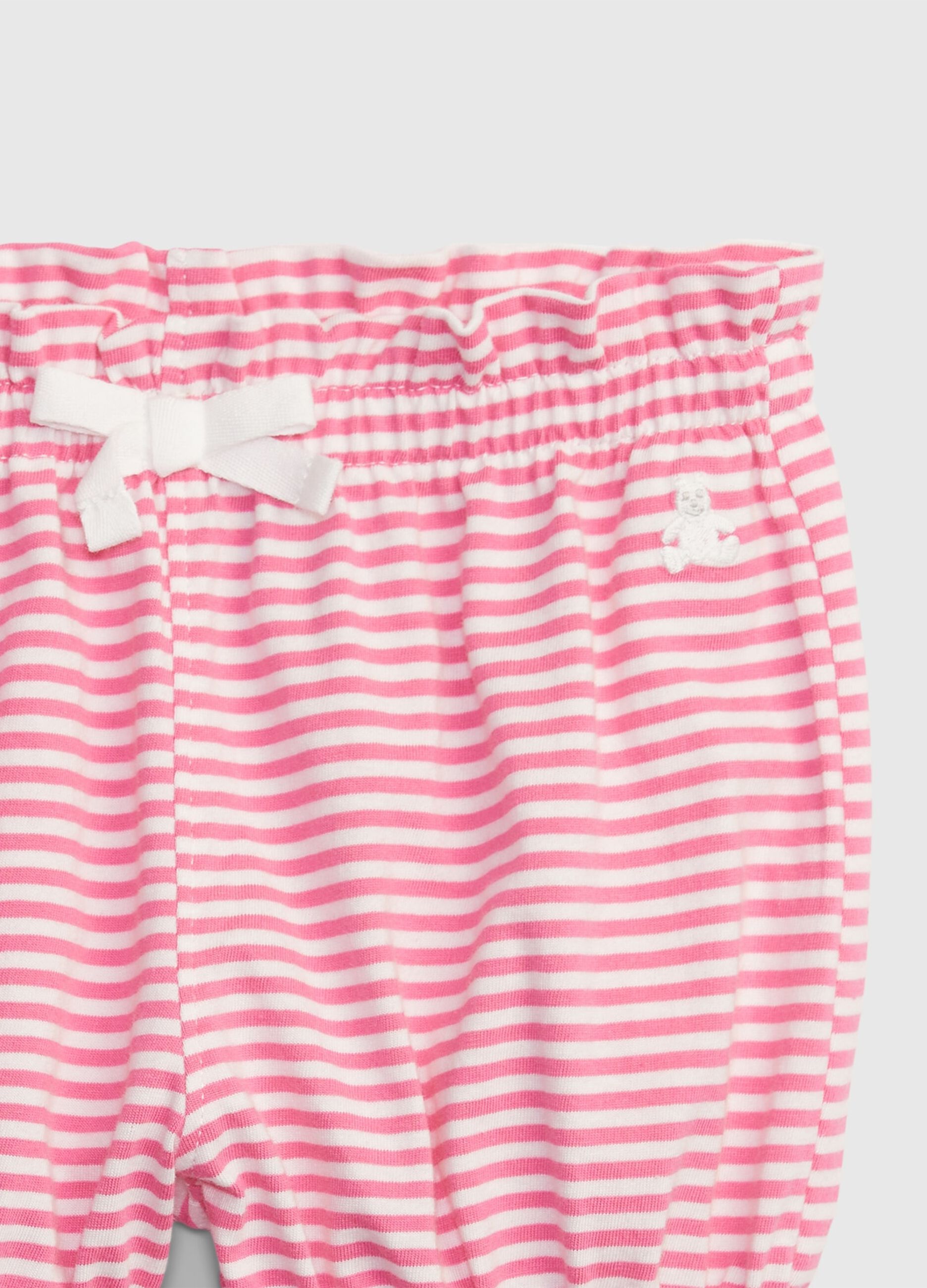 Shorts in cotone a righe con profili arricciati _2