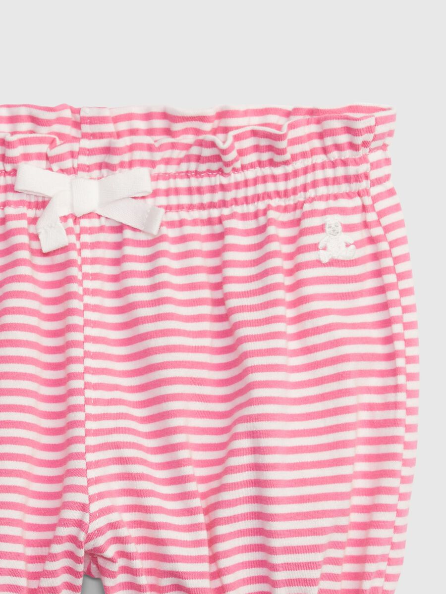 Striped cotton shorts with gathered trims Newborn Boy_2