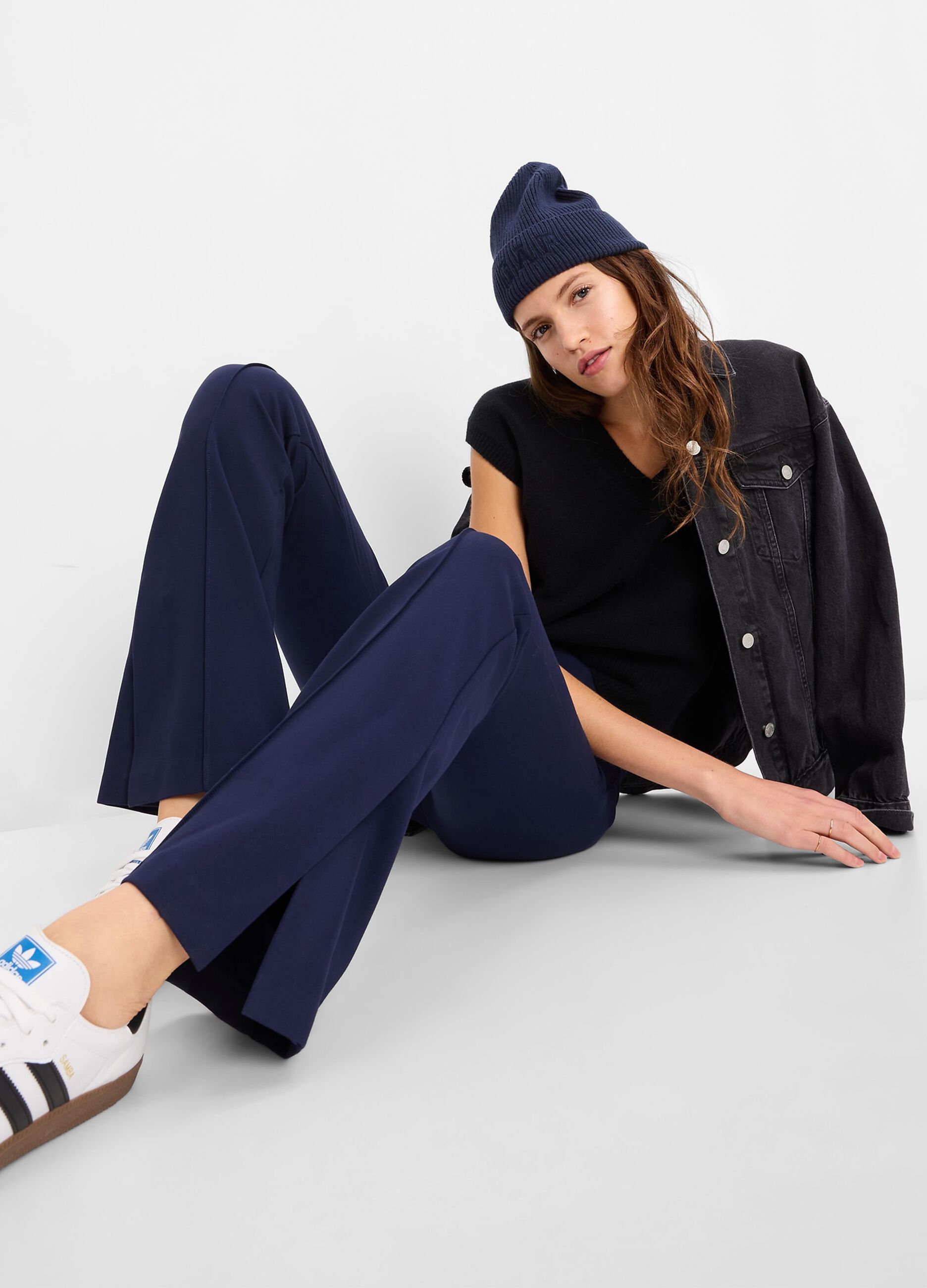Flare-fit trousers with splits