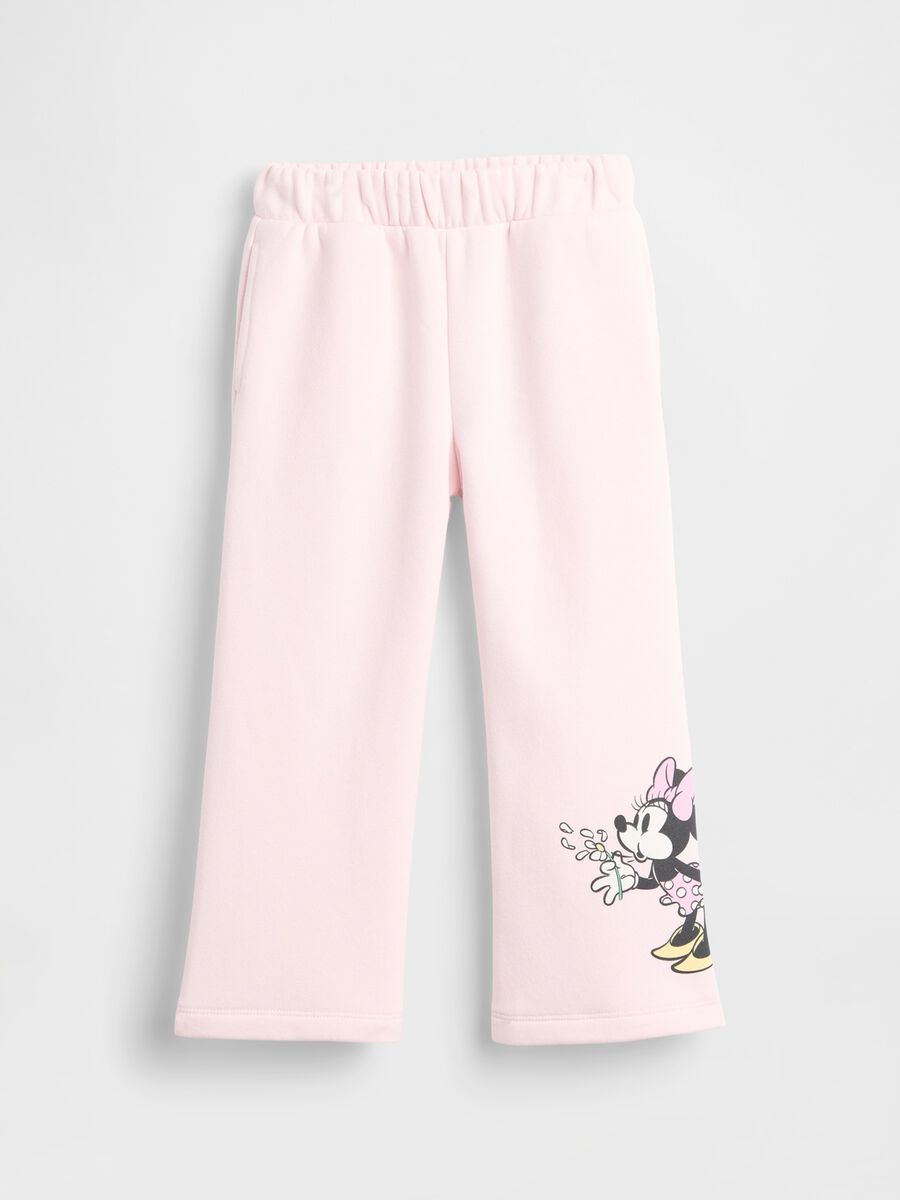 Pantaloni in misto cotone rosa da neonata regular fit con Minnie Bimba_0