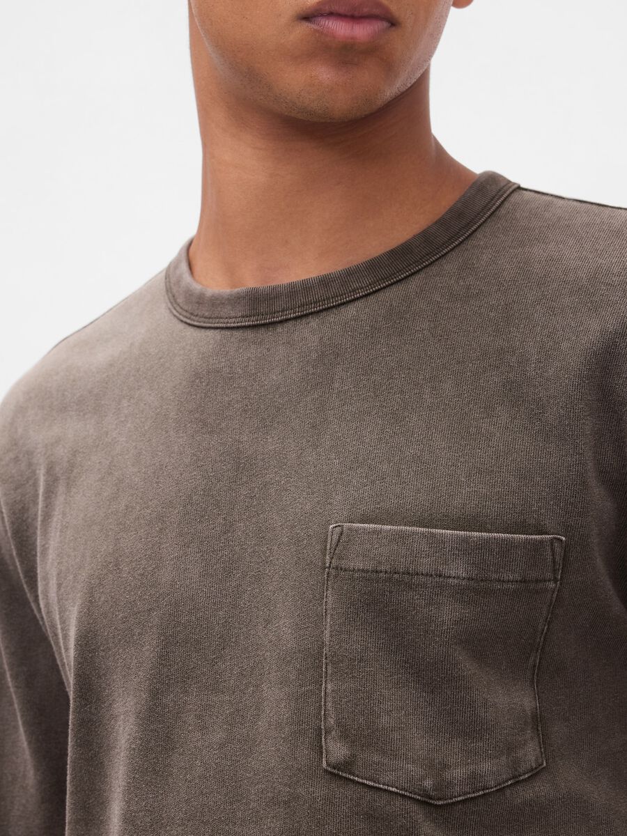 Brown long-sleeve cotton shirt Man_3