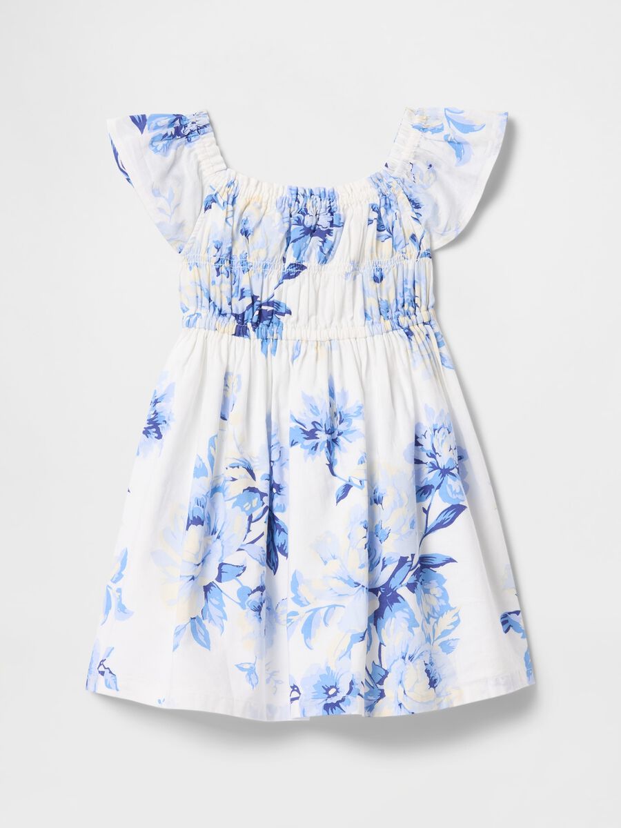 Vestito estivo con stampa floreale bianca e blu Bimba_1