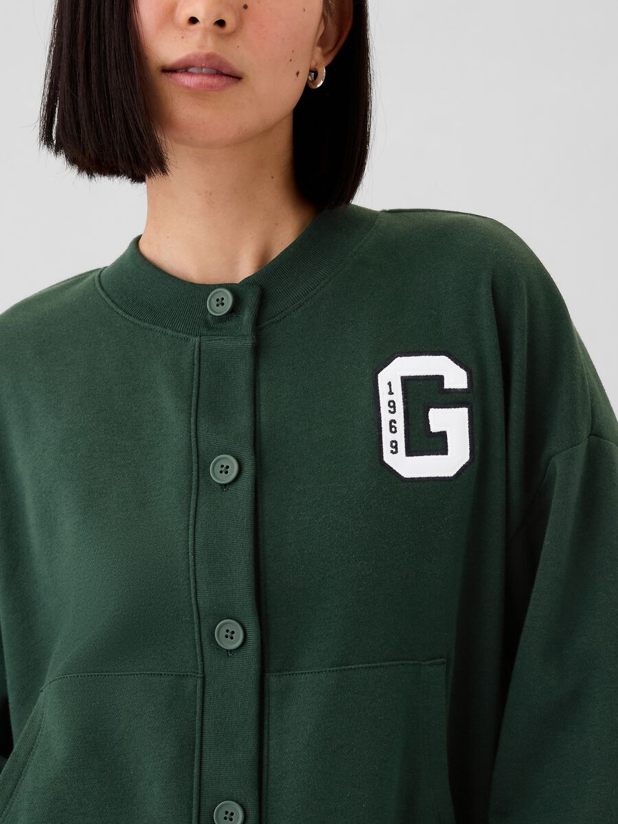 Oversized sweatshirt with buttons and logo embroidery Woman_3