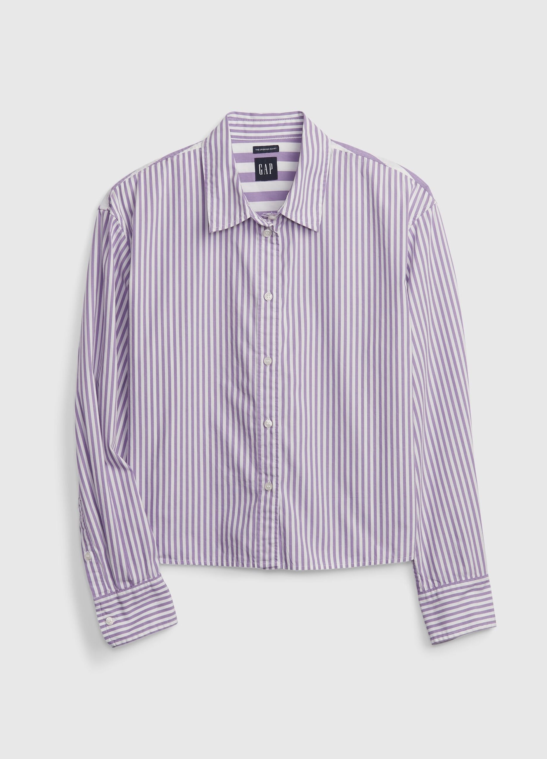 Cropped striped shirt in poplin_5