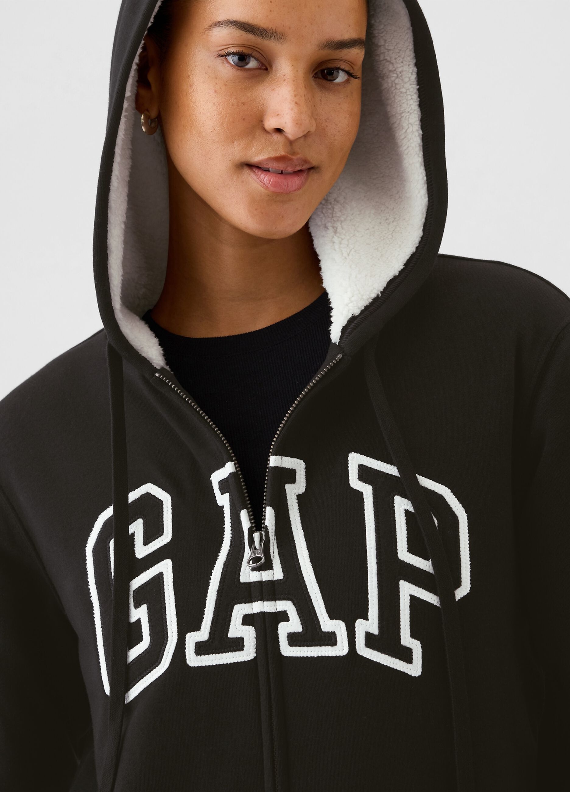 Full-zip con interno in sherpa e ricamo logo_3