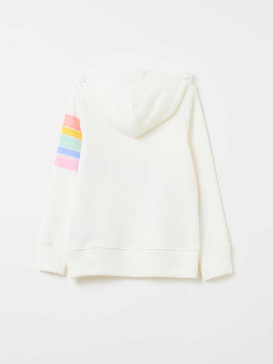Felpa con cappuccio stampa logo e arcobaleno Bambina_1