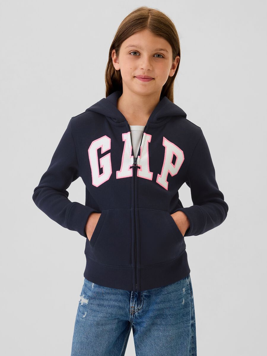 Full-zip con cappuccio e ricamo logo  Bambina_0