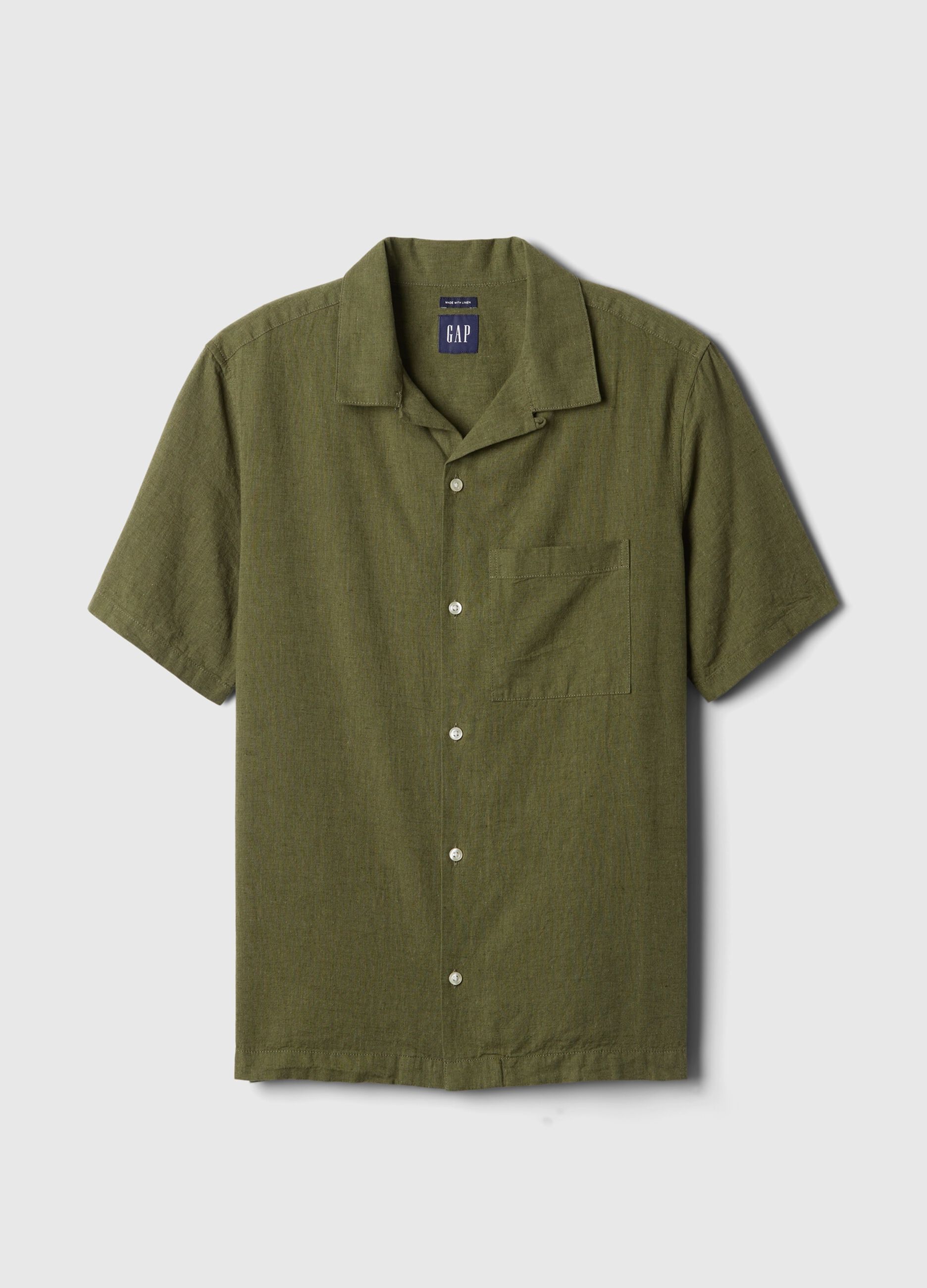 Camicia a maniche corte in lino e cotone_3