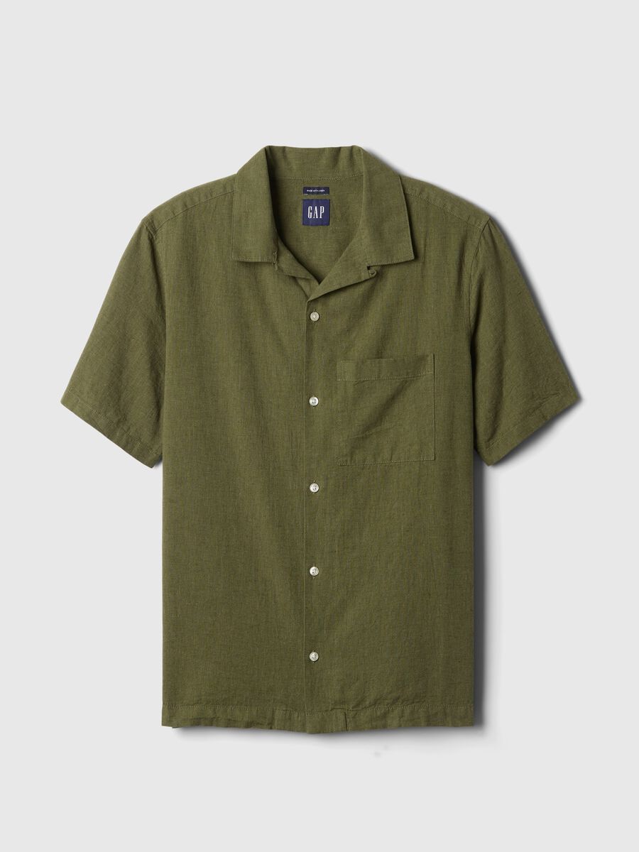 Camicia a maniche corte in lino e cotone Uomo_3