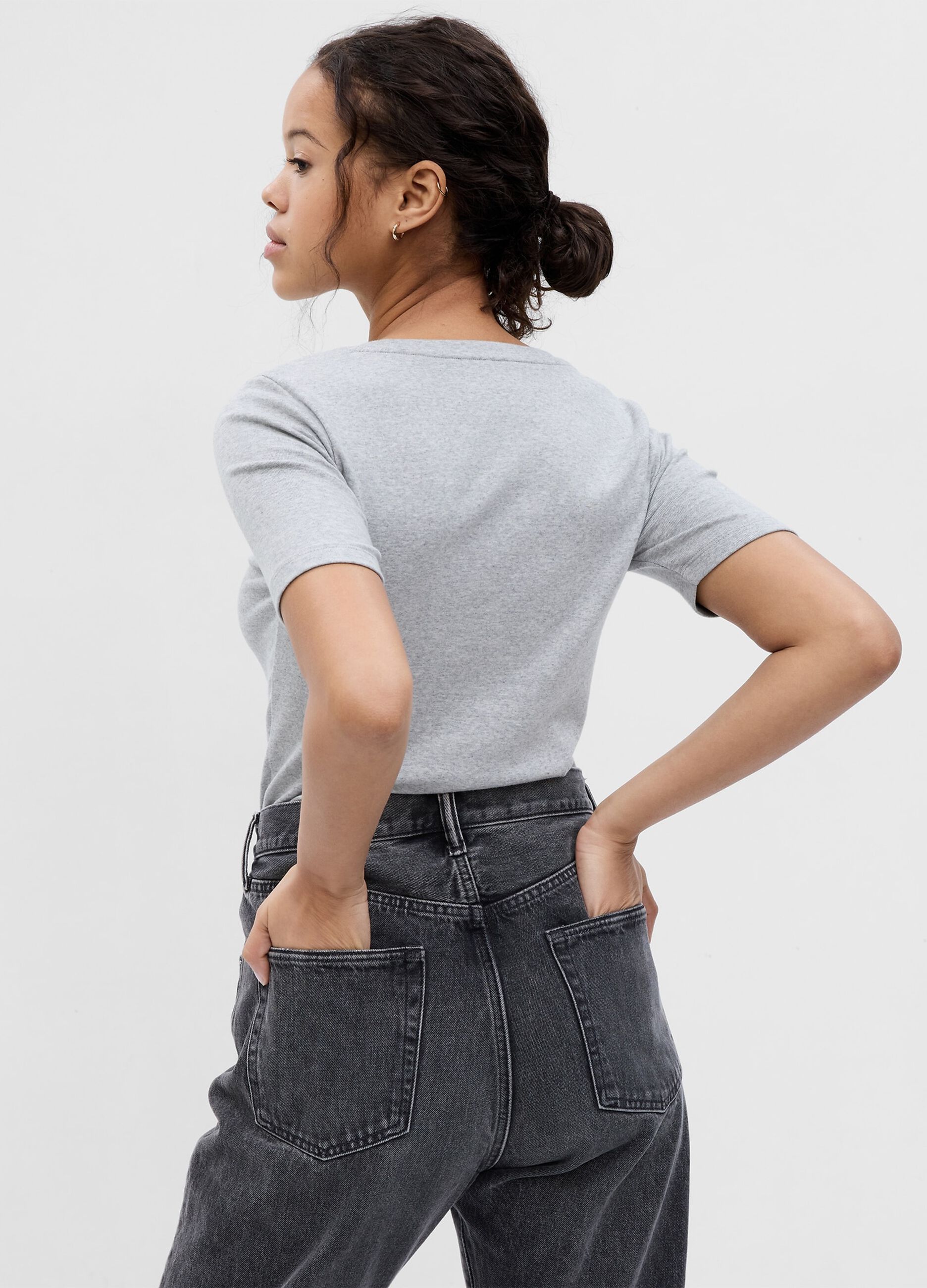 T-shirt girocollo in cotone e modal melange_1
