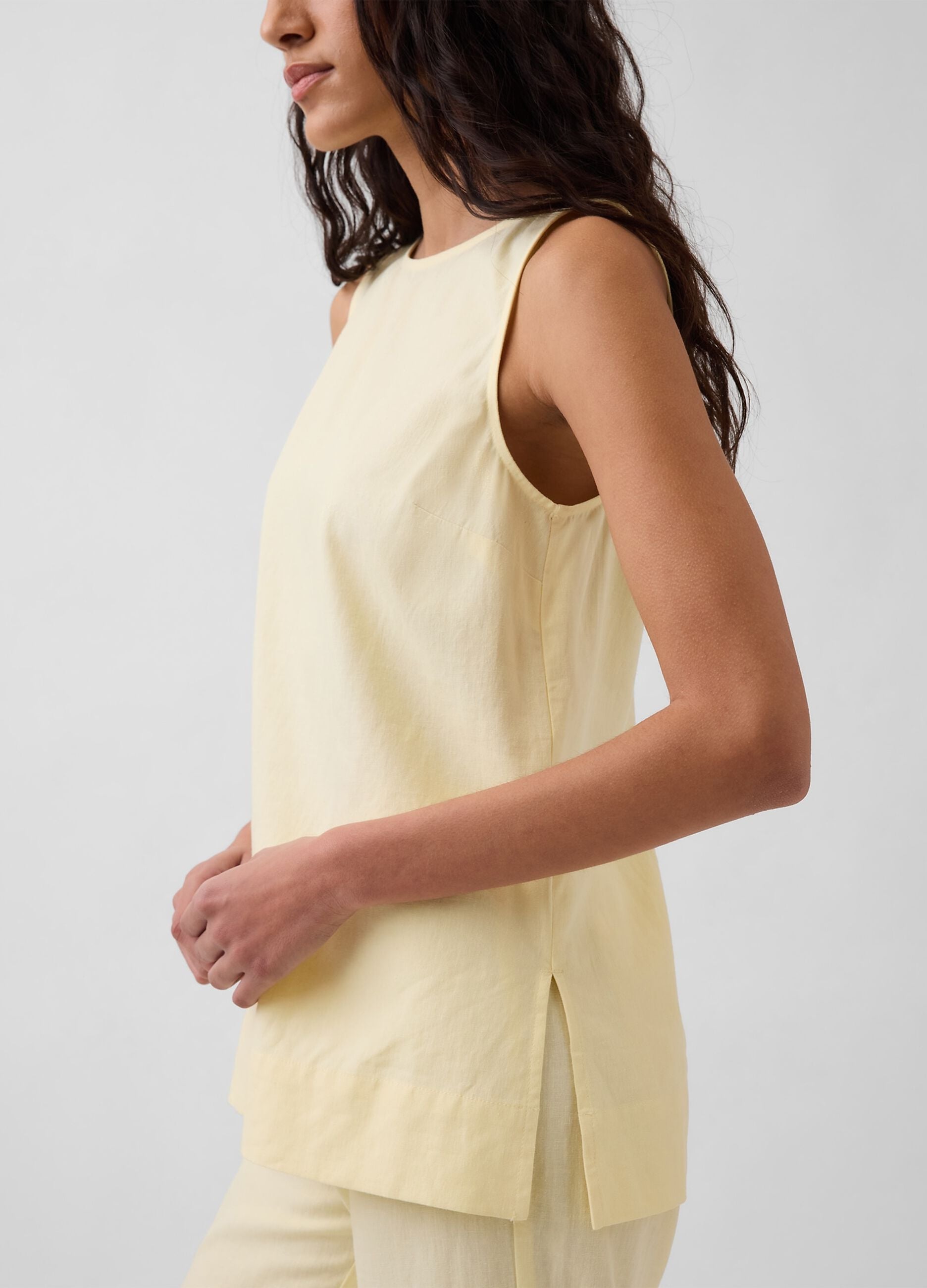 Tank top in misto lino