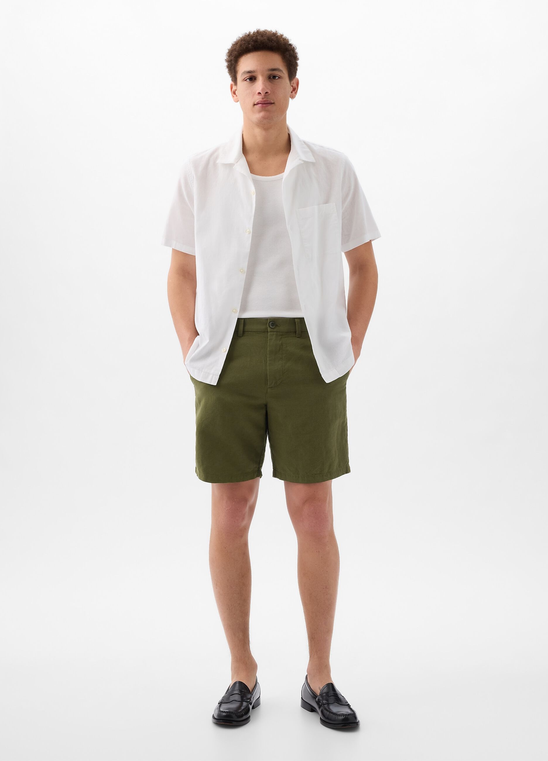 Bermuda relaxed fit in lino e cotone