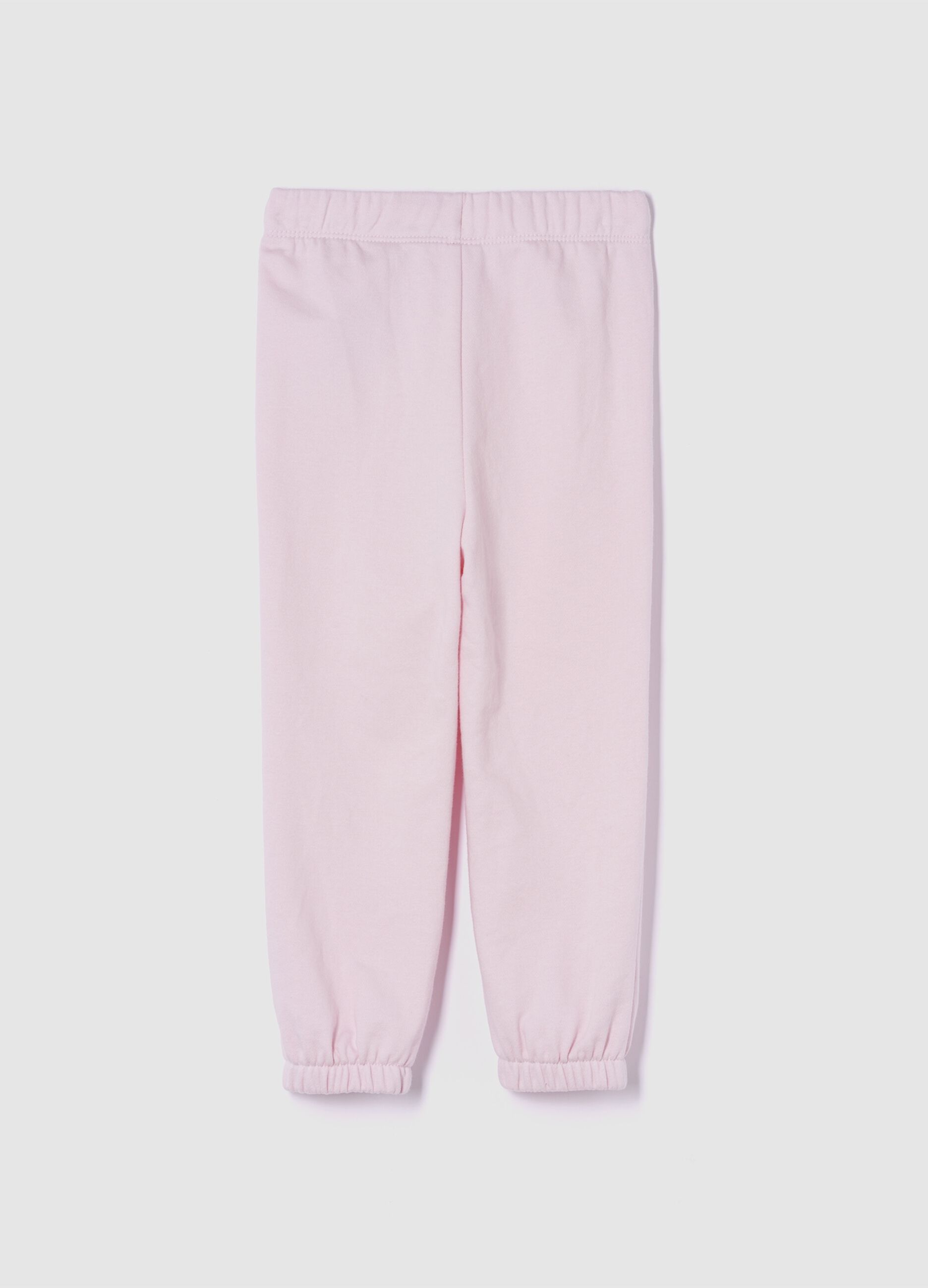 Baby girl's pink cotton blend trousers in regular fit