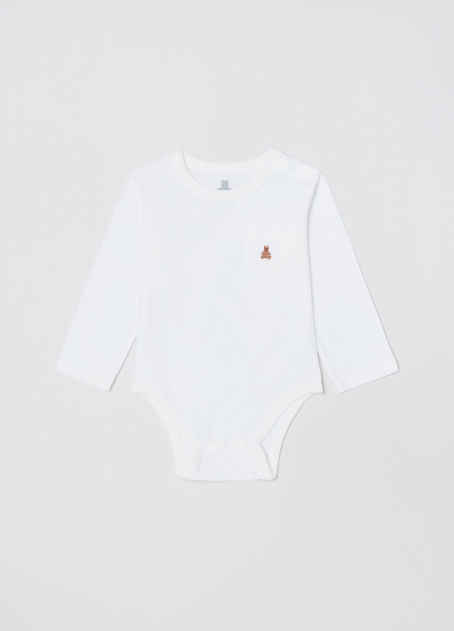 Organic cotton bodysuit with embroidered bear