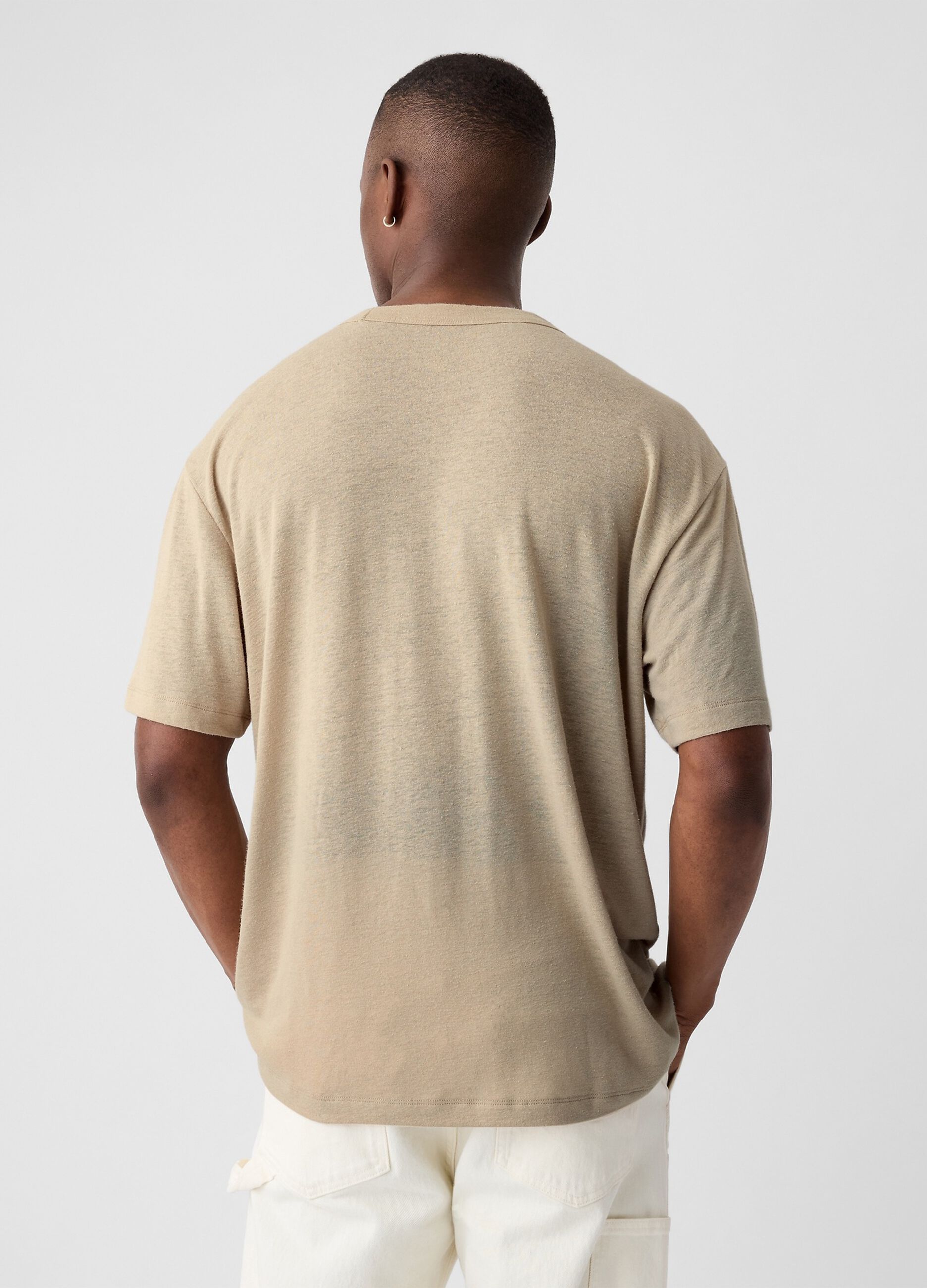 T-shirt girocollo in misto lino_2