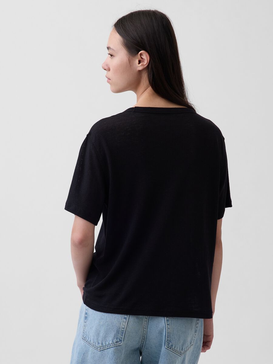T-shirt a maniche corte in misto lino Donna_1