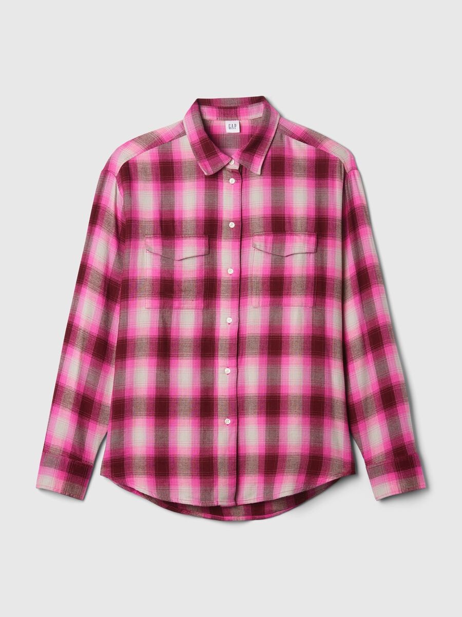 Camicia in flanella check con tasche Donna_4